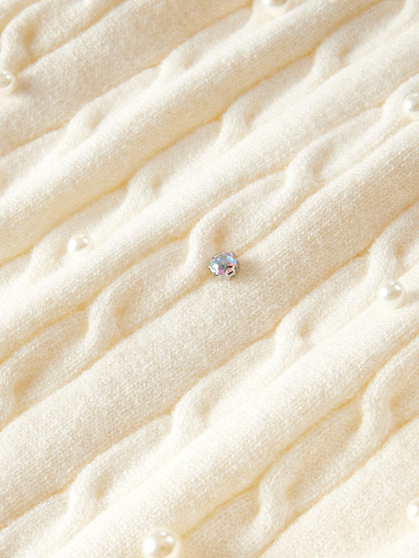 Premium Faux Pearl & Rhinestone Sweater Skirt