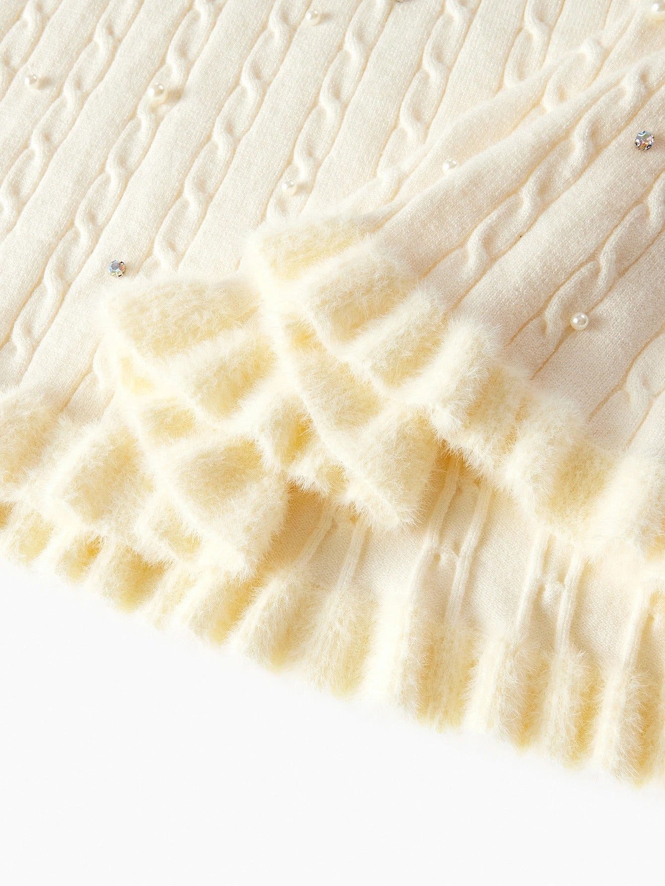 Premium Faux Pearl & Rhinestone Sweater Skirt