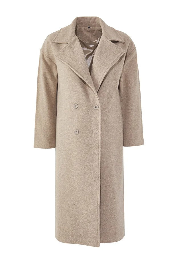 Oversized Wide-Cut Long Wool-Blend Overcoat