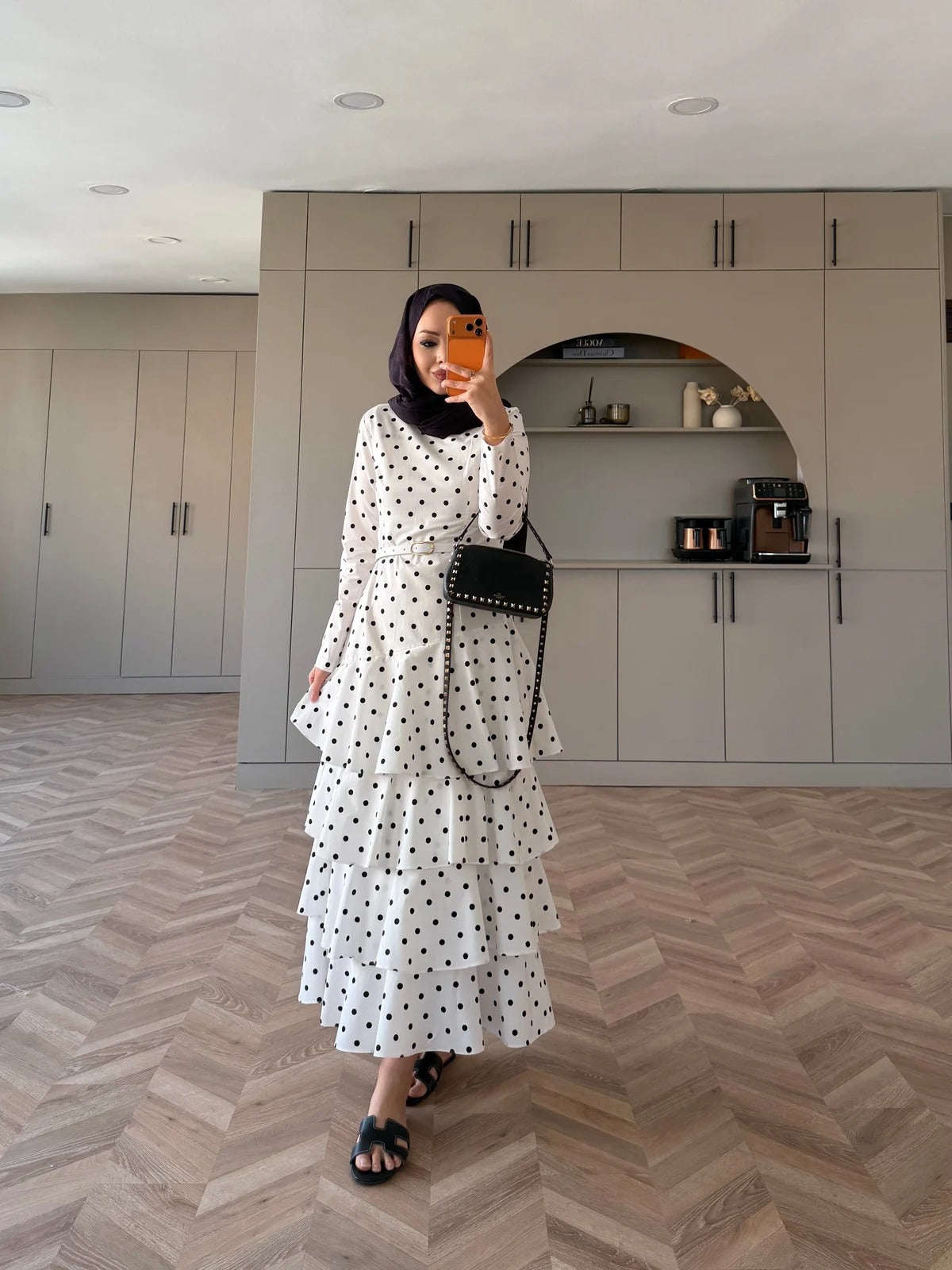 Burgundy Polka Dot Side-Tie Poplin Maxi Dress - White