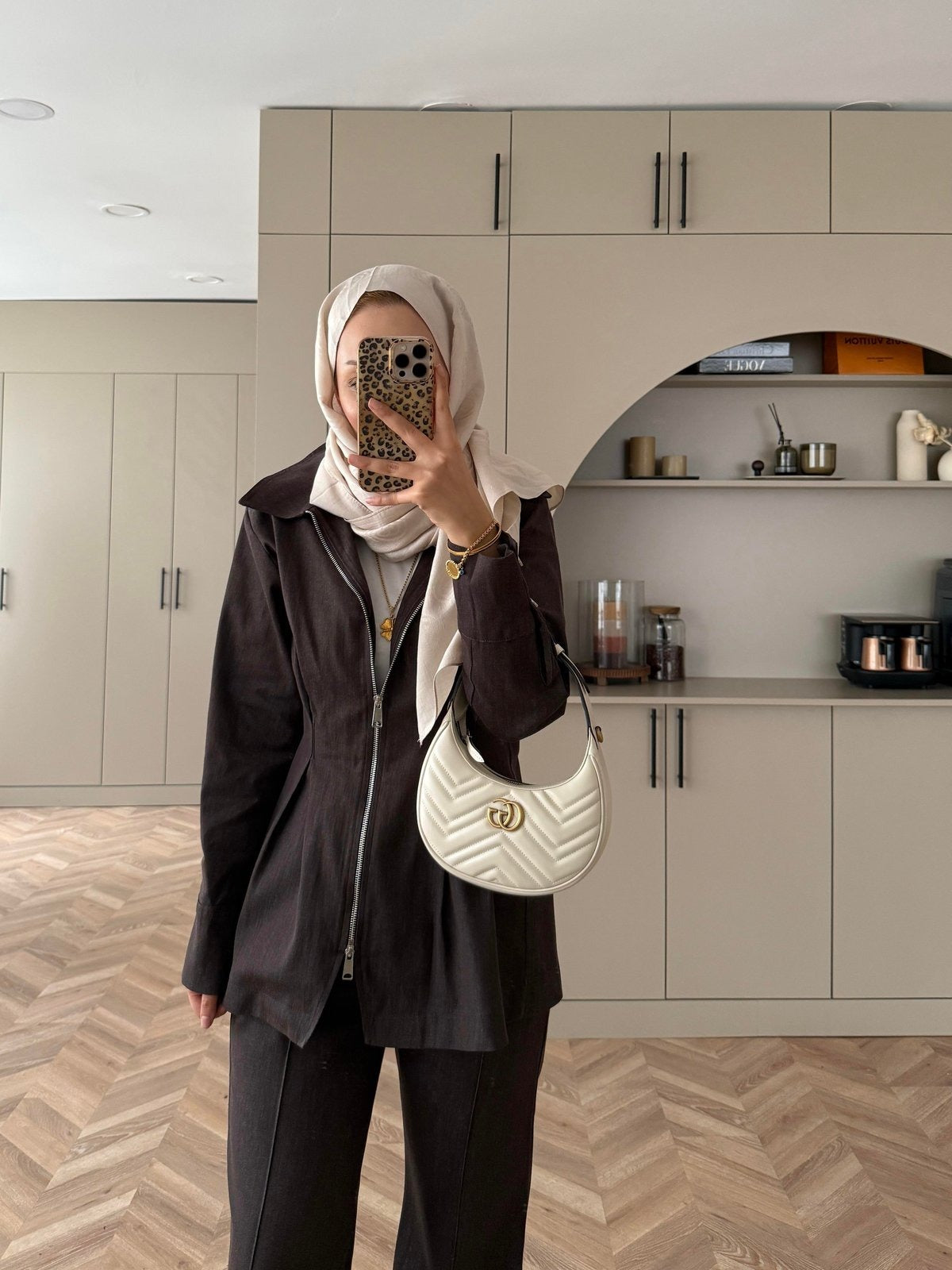 Stylish Denim Two-Piece Coordinated Set - Brown