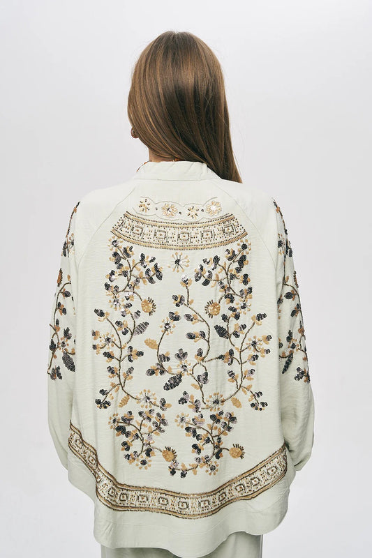 Limited Collection Elegant Sparkle Sequin & Beaded Oversized Kimono – Mint