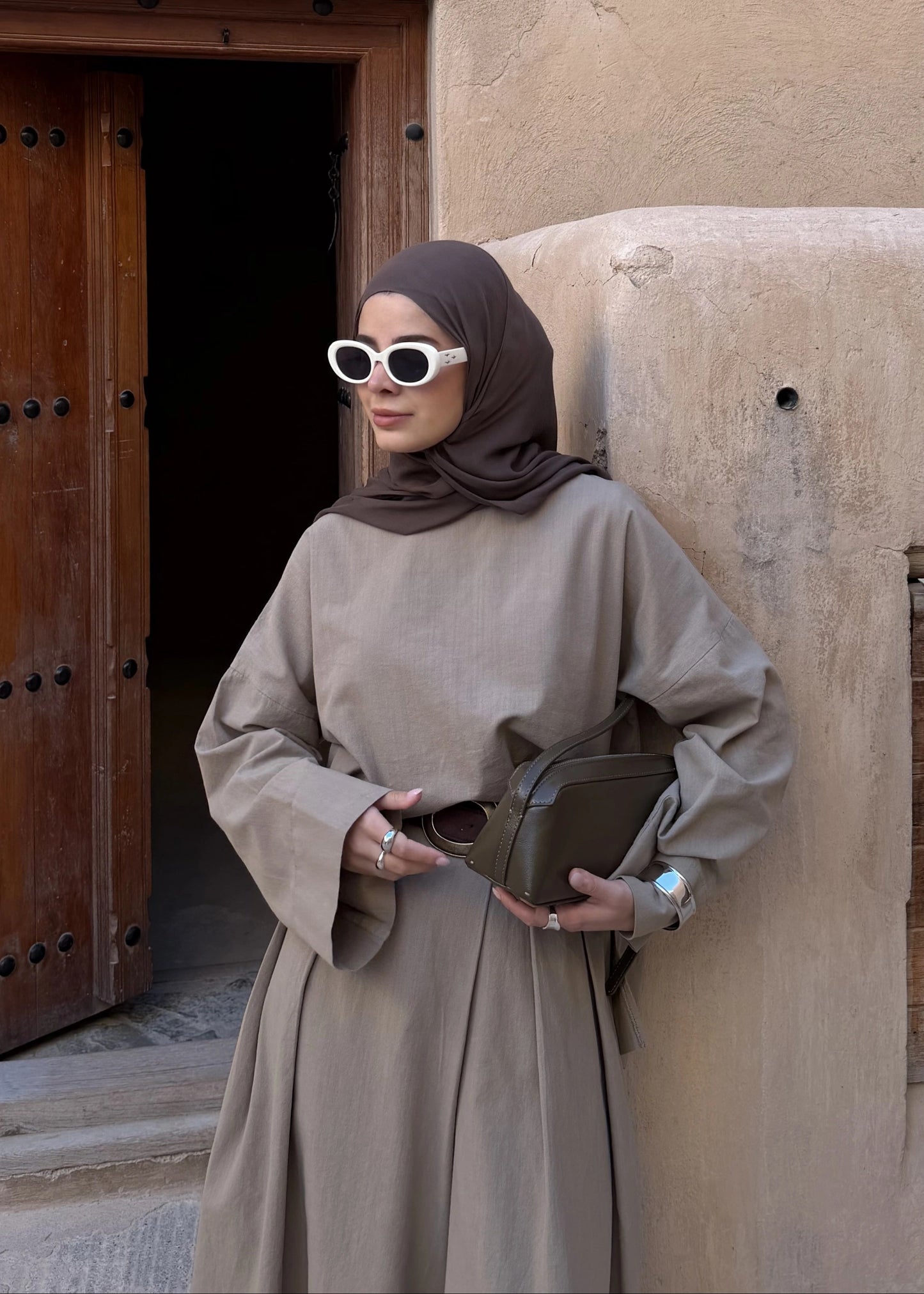 Linen Chino Fit Two-Piece Set -Mink