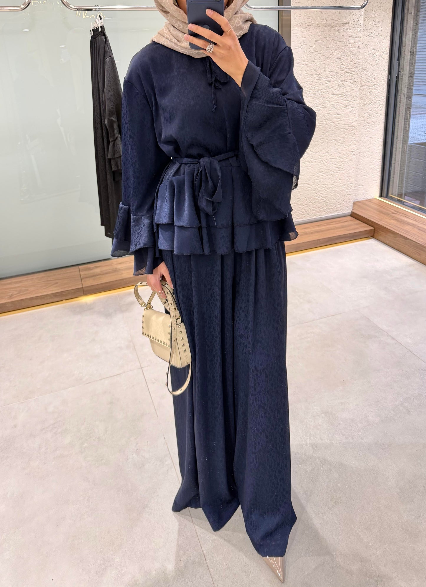 Chiffon Pants Set – Navy