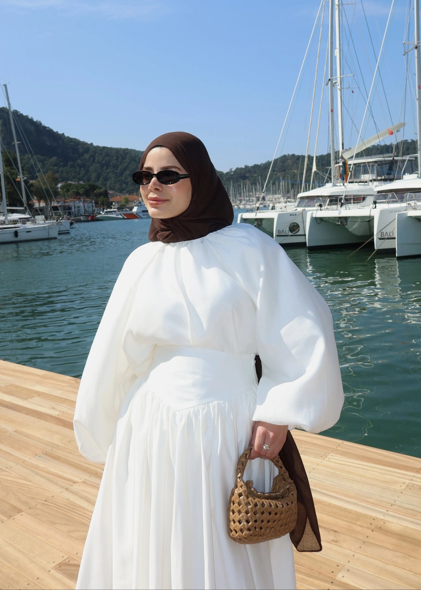 White Corset Waist Tunic & Trousers Set