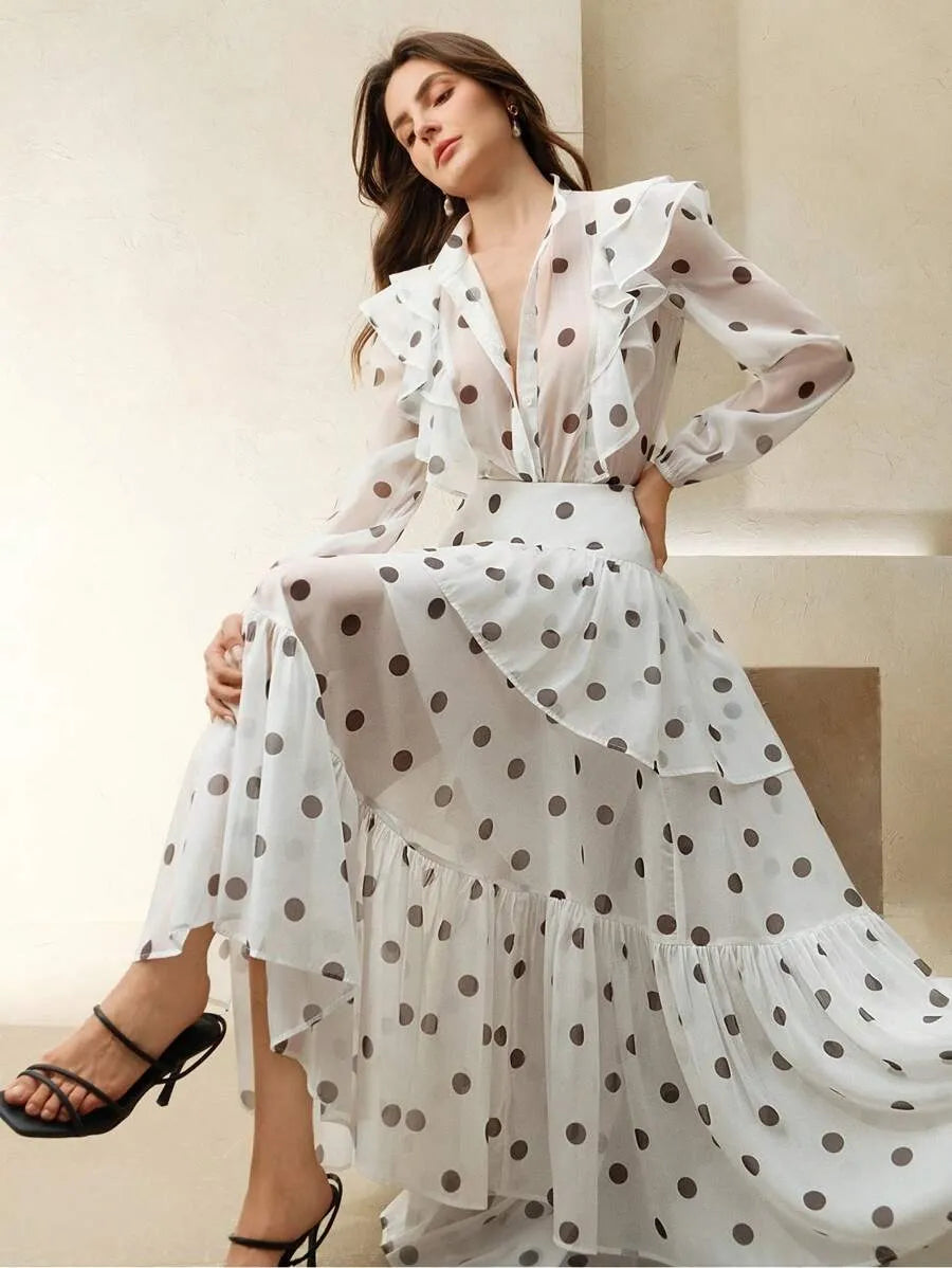 Ruffle Polka Dot Half‑Skirt