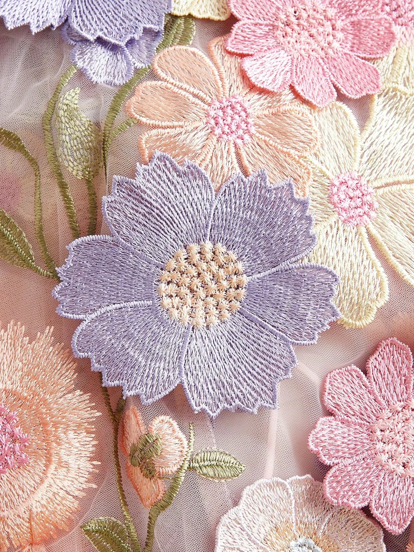 Flower Mesh Blouse – Baby Pink