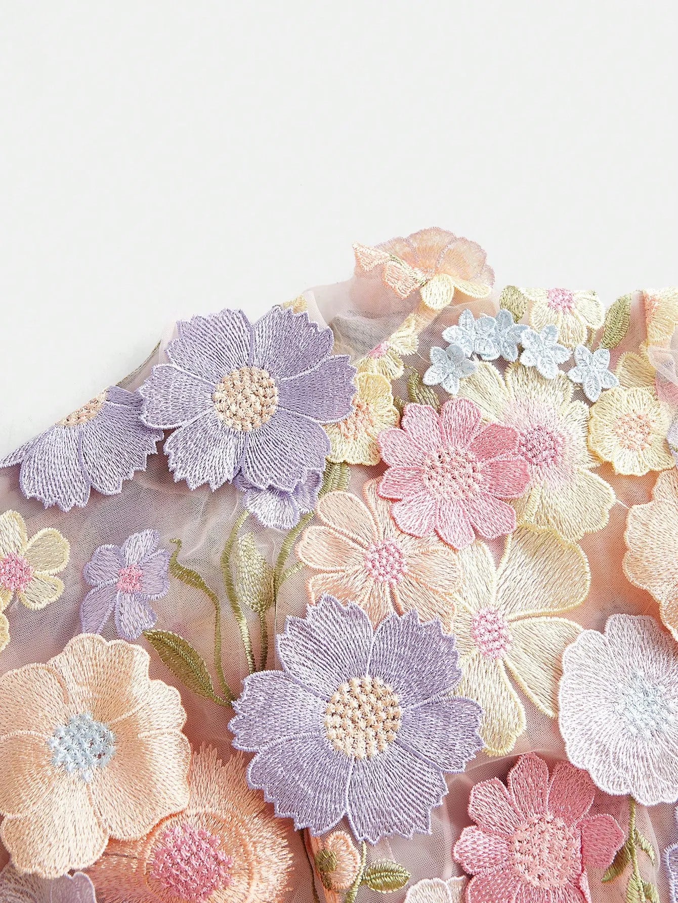 Flower Mesh Blouse – Baby Pink