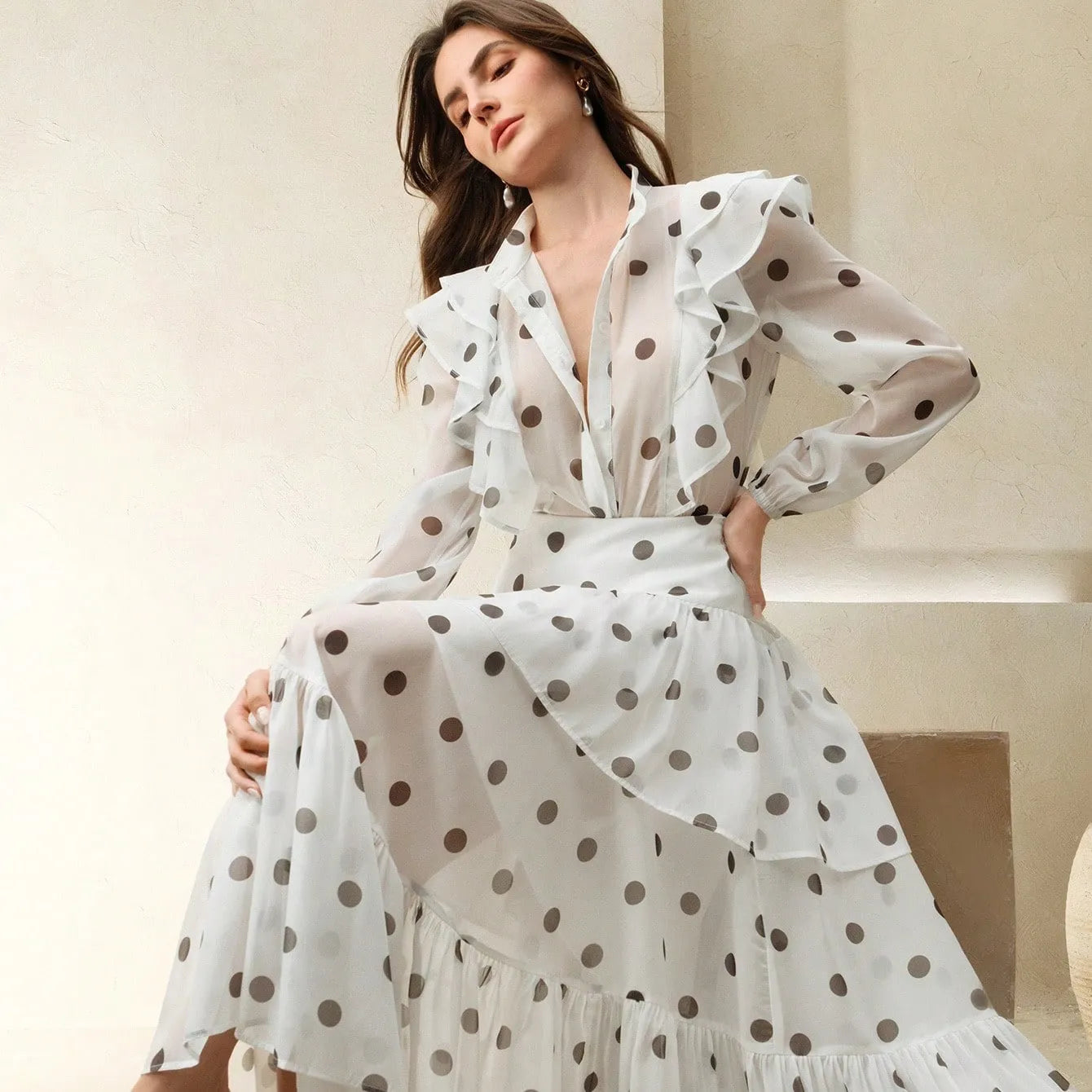 Ruffle Polka Dot Half‑Skirt