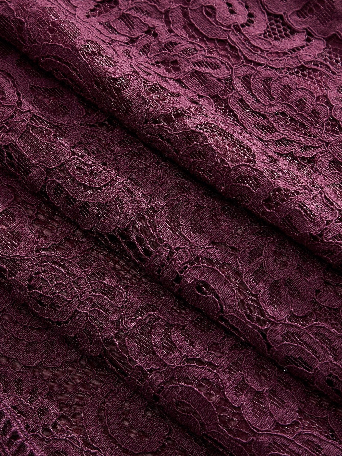 Long‑Sleeve Rose Lace Maxi Dress – Purple