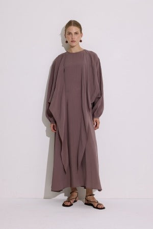 Elegant Draped Modal Wrap Dress – Dusty Rose