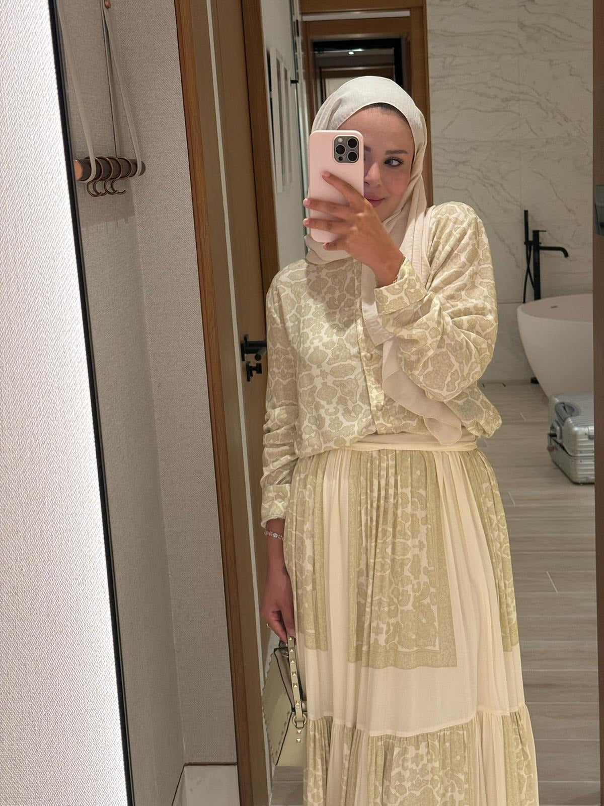 Lightweight Ethnic Shirt and Skirt Co-Ord in Yellow