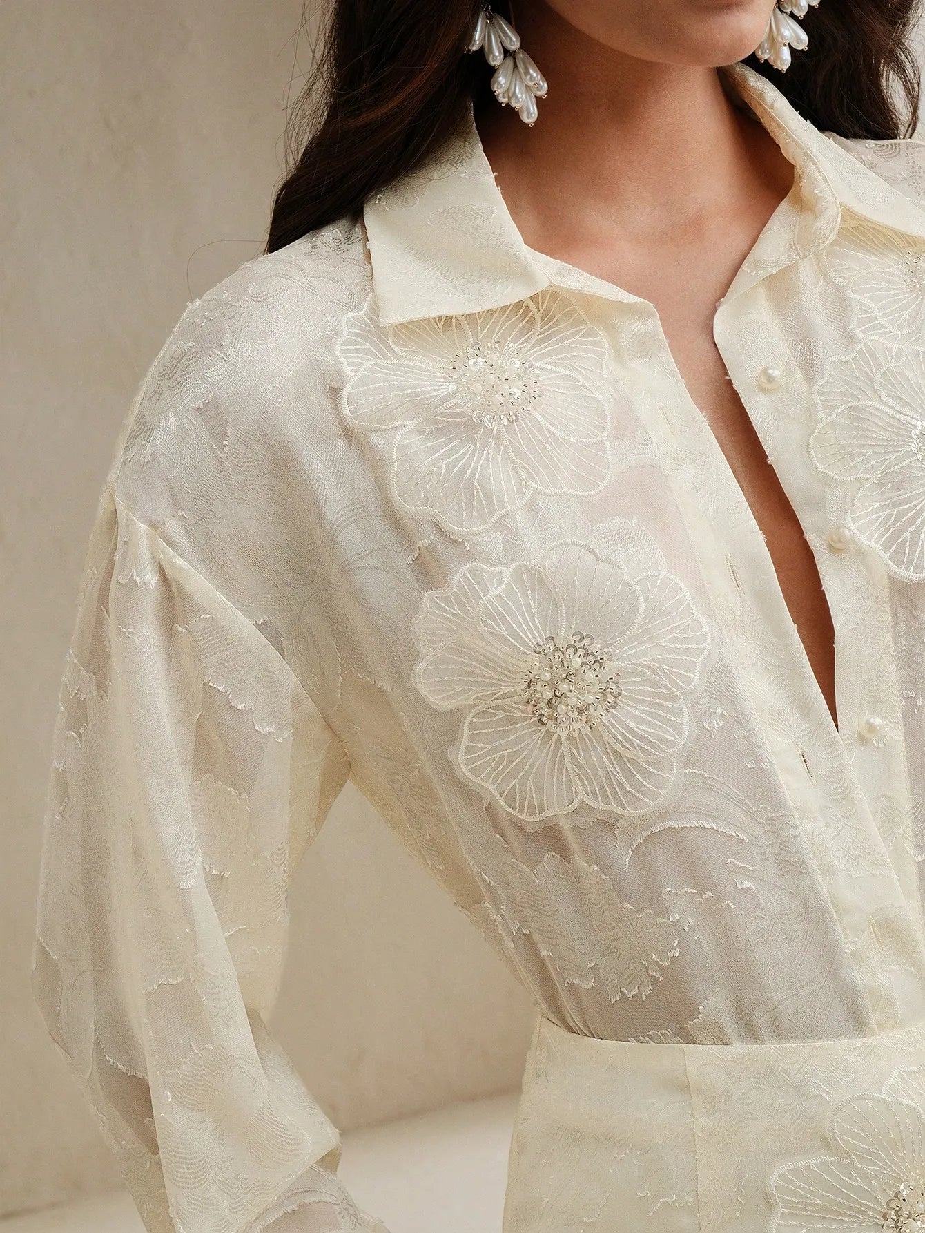 2‑Piece Elegant Blouse & 3D Flower Mini Skirt Set