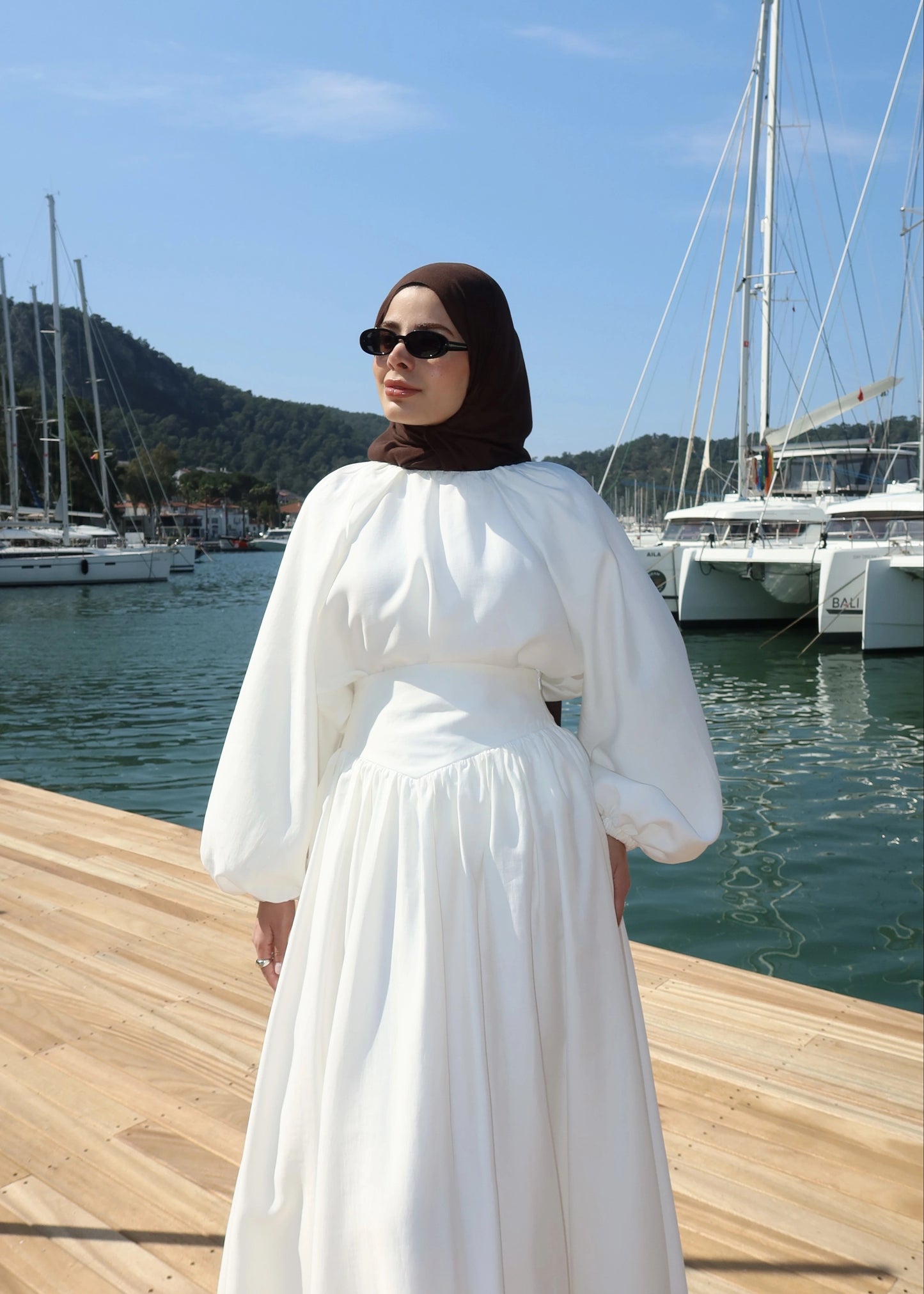 White Corset Waist Tunic & Trousers Set