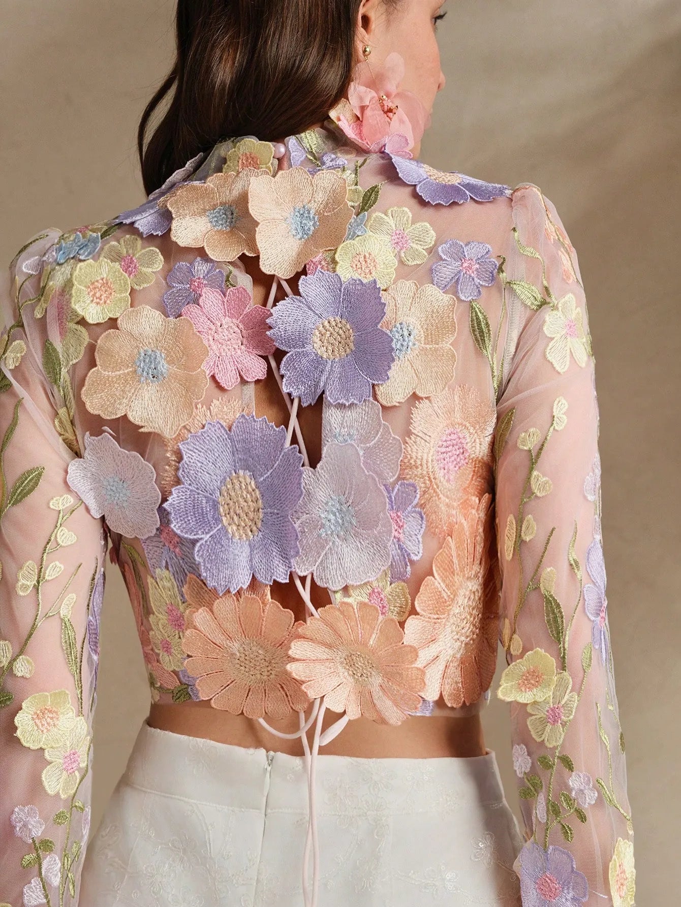 Flower Mesh Blouse – Baby Pink