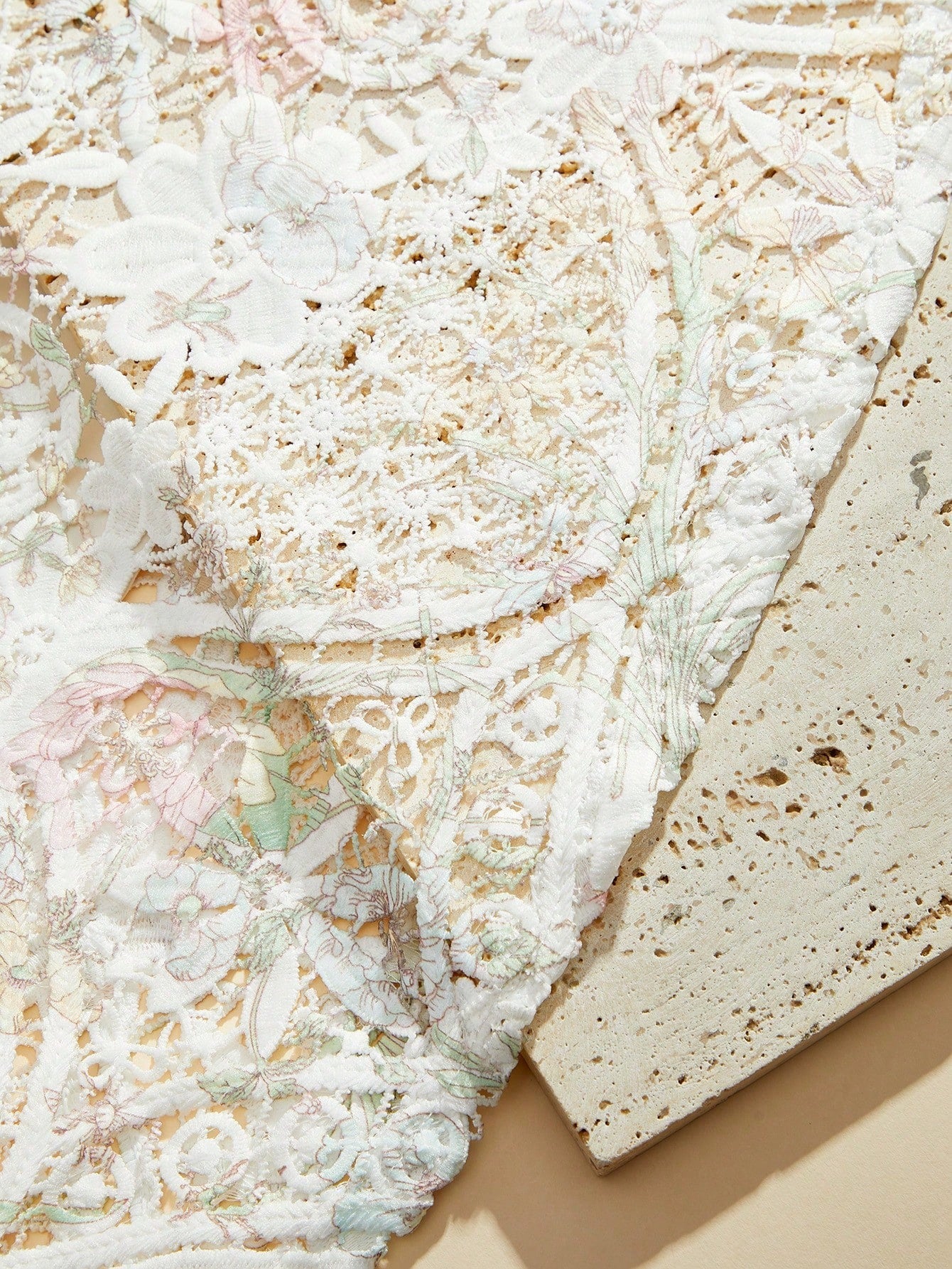 Watercolor Print Patchwork A-Line Dress with Lantern Sleeves & Embroidered Collar