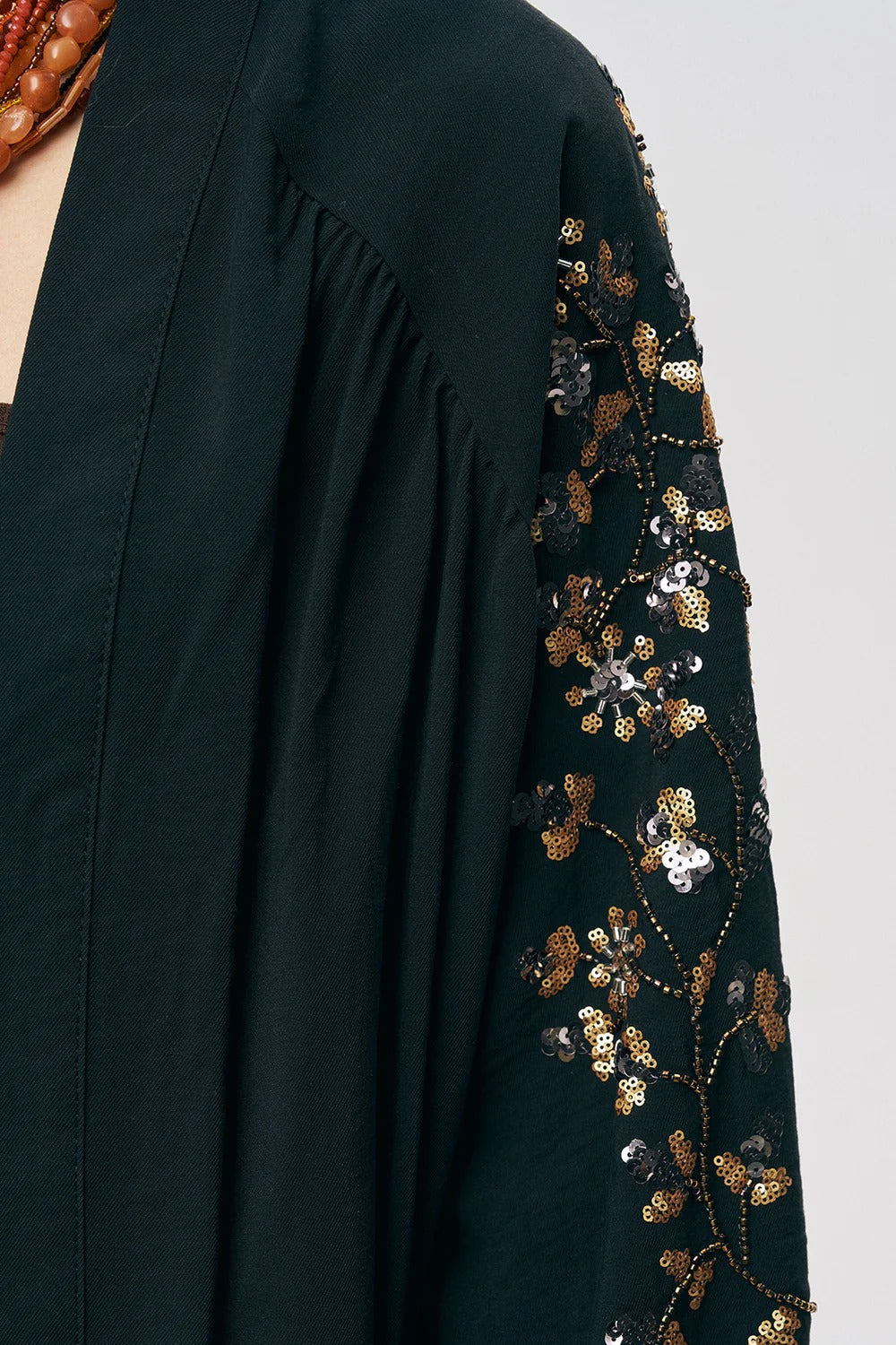 Limited Collection Elegant Sparkle Sequin & Beaded Oversized Kimono – Black