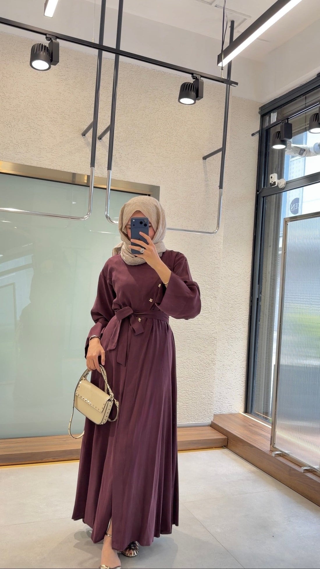 Bordo Tencel™ Düğmeli Elbise