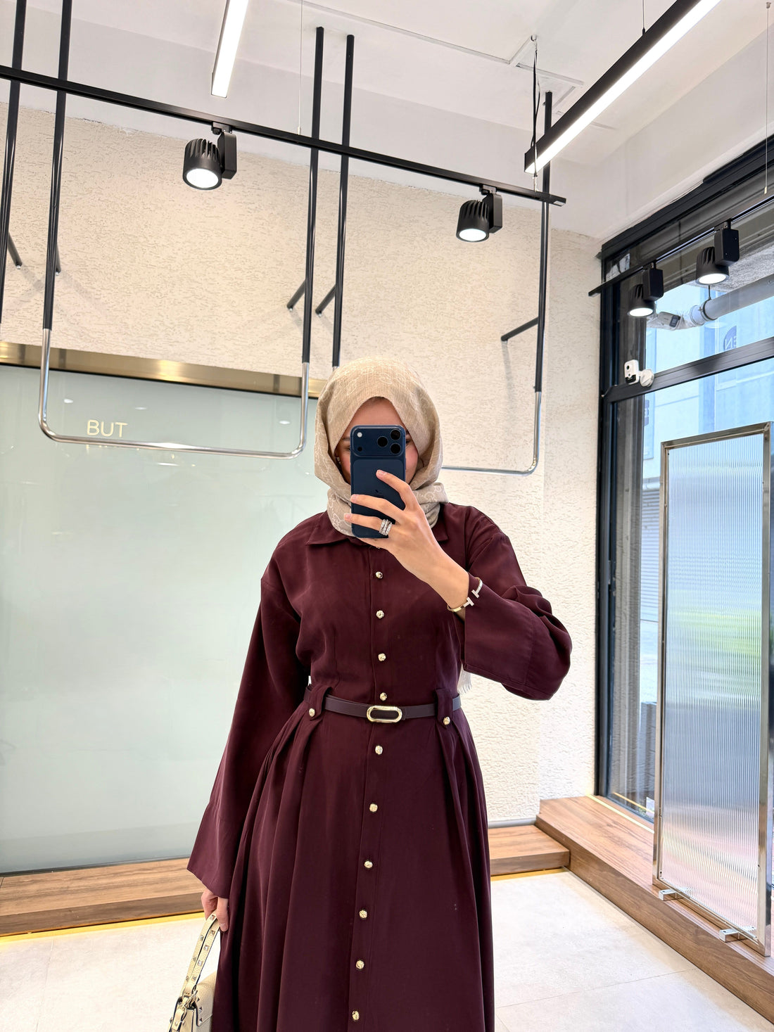 Premium Tencel™ Elbise - Bordo