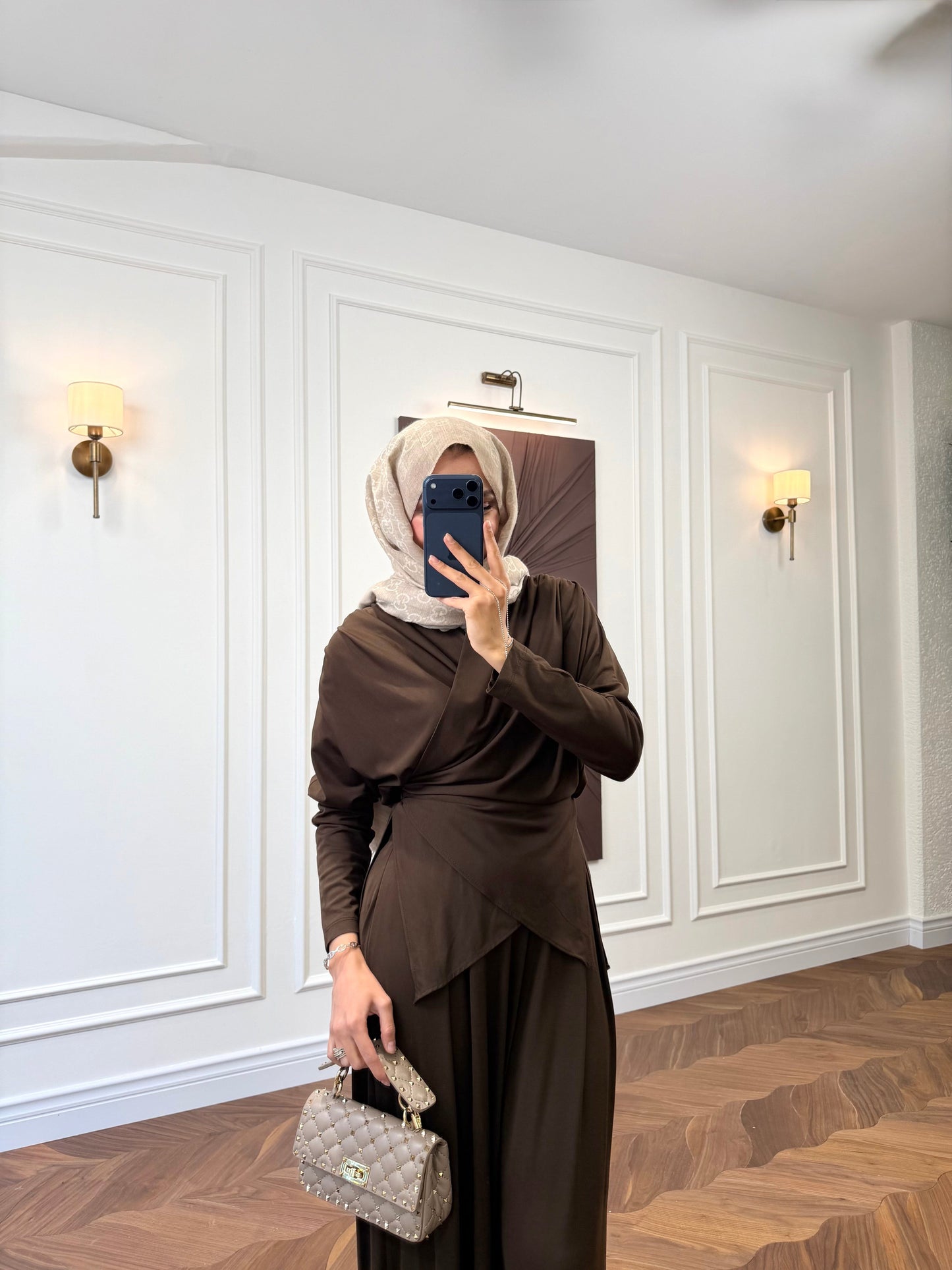 Elira Drape Two-Piece Set - Brown