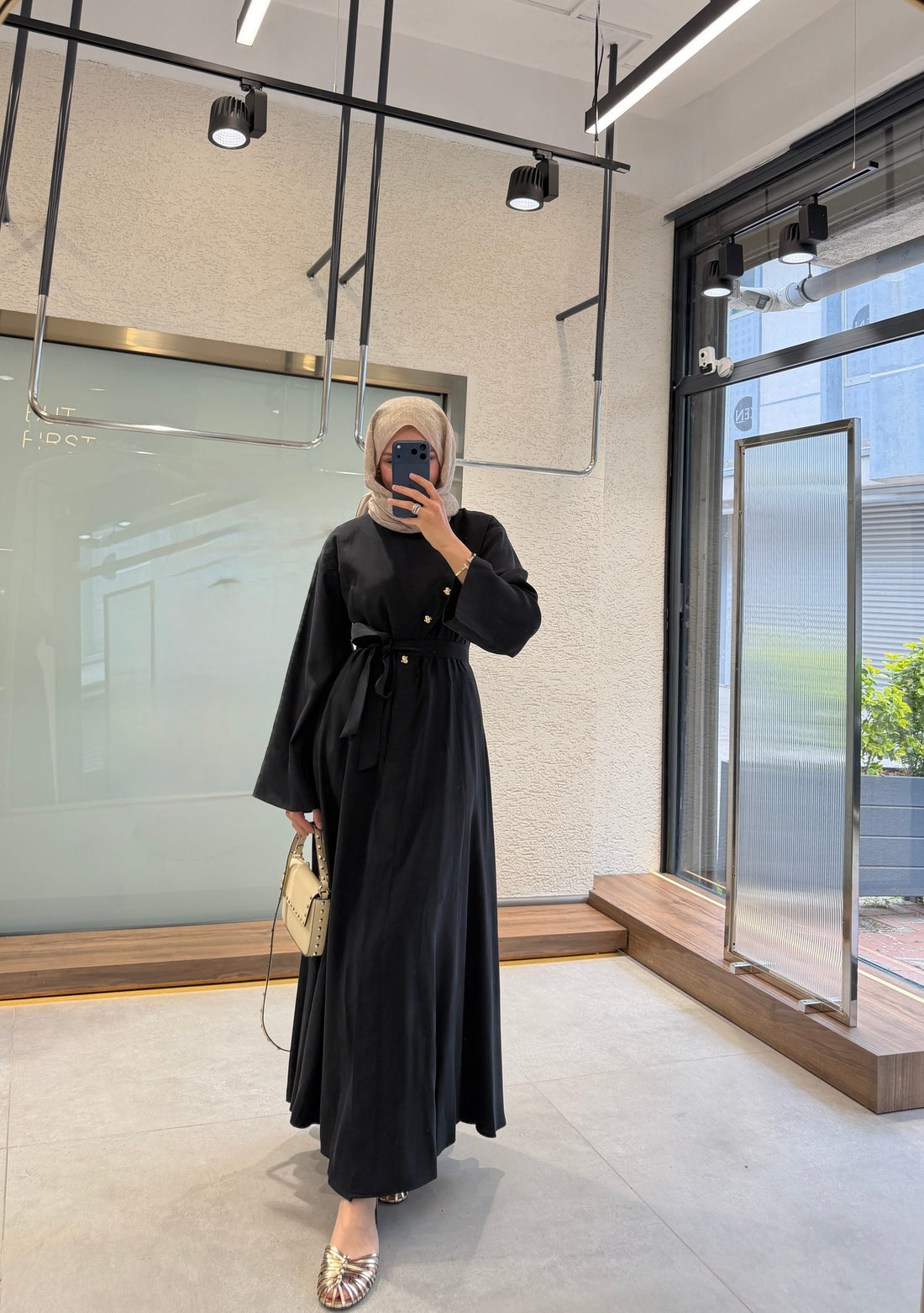 Black Tencel™ Button-Down Dress