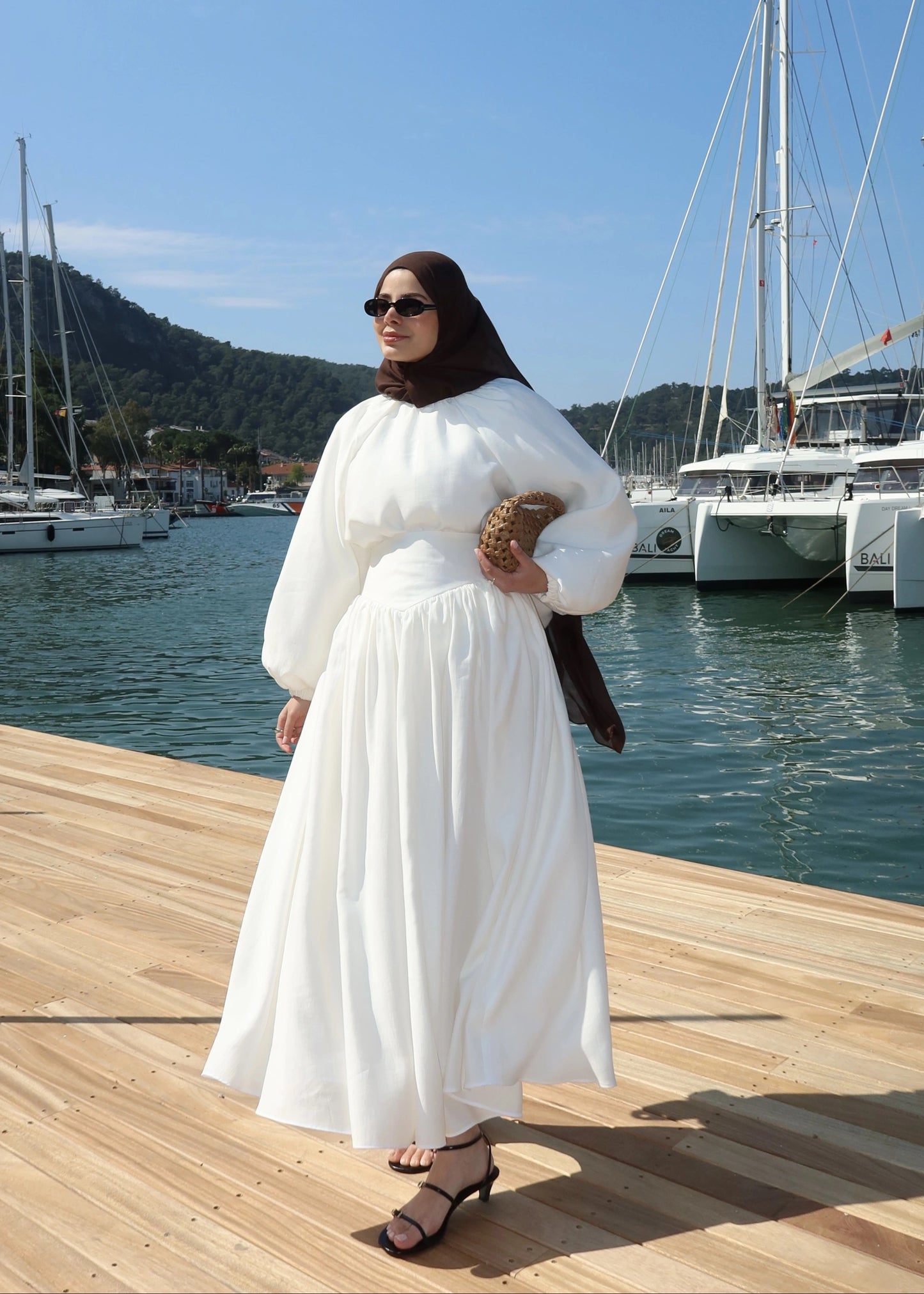 White Corset Waist Tunic & Trousers Set