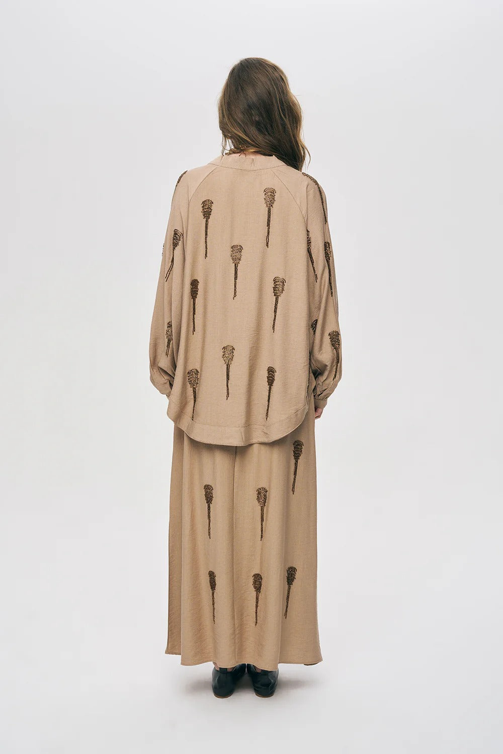 Limited Collection Hand-Made Beaded Oversized Kimono –  Beige