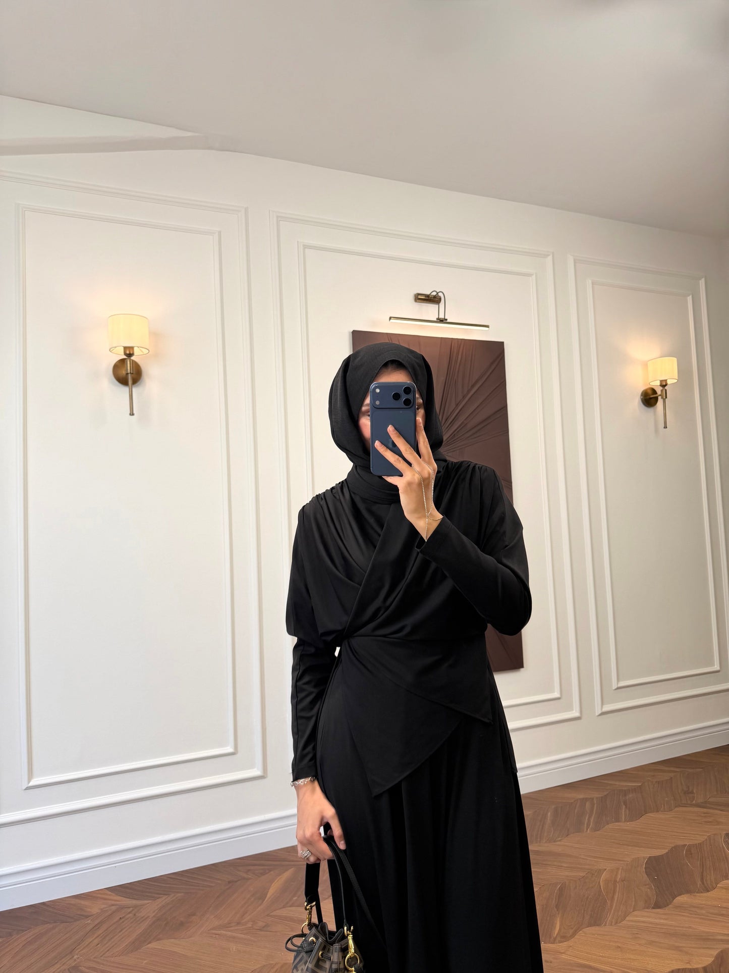 Elira Drape Two-Piece Set - Black