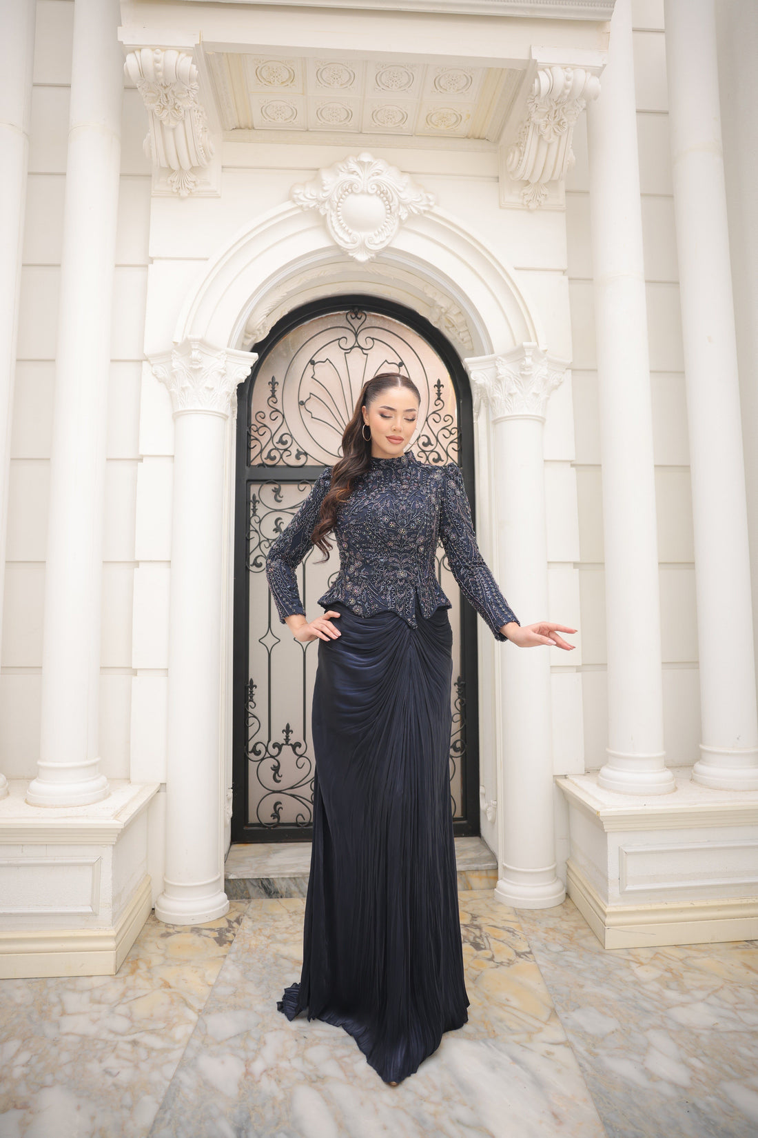Sierra Navy Blue Evening Gown | Elegant Formal Dress for Women