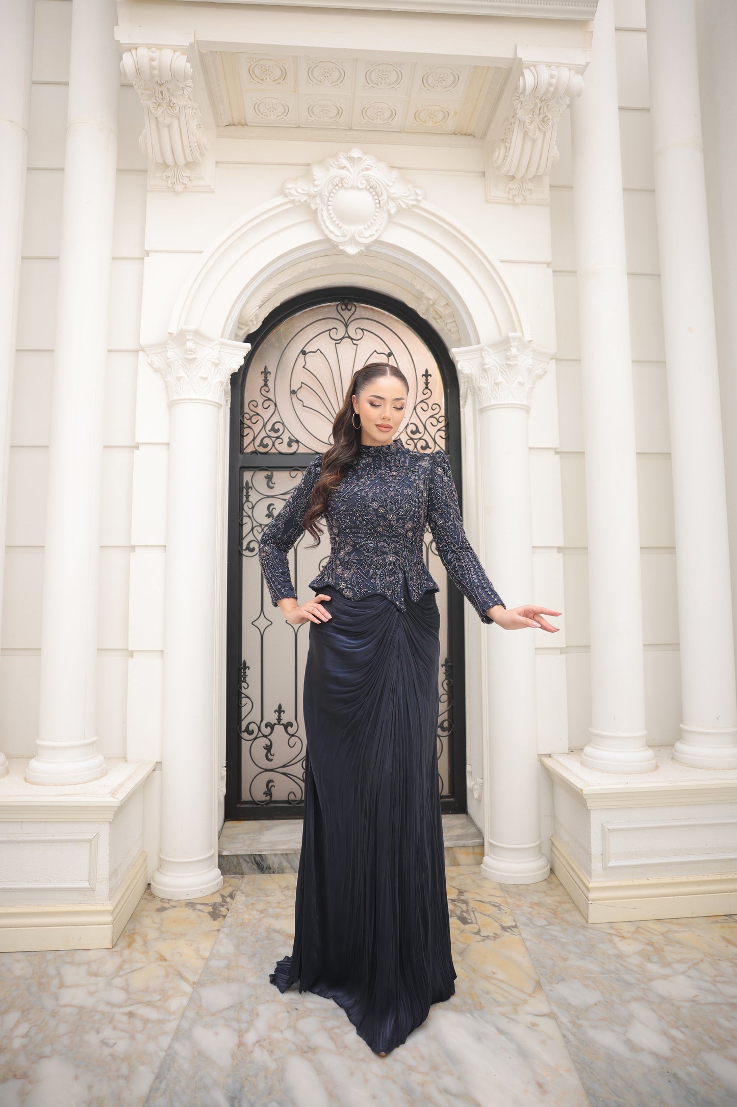 Sierra Navy Blue Evening Gown | Elegant Formal Dress for Women