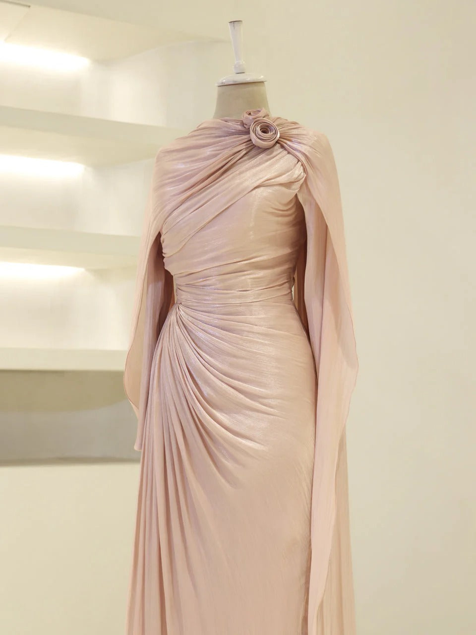 Orchid Fabric Flare Modest Evening Dress - Poudra