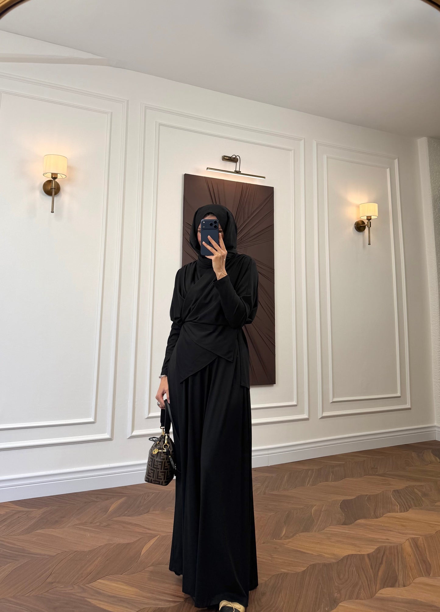 Elira Drape Two-Piece Set - Black