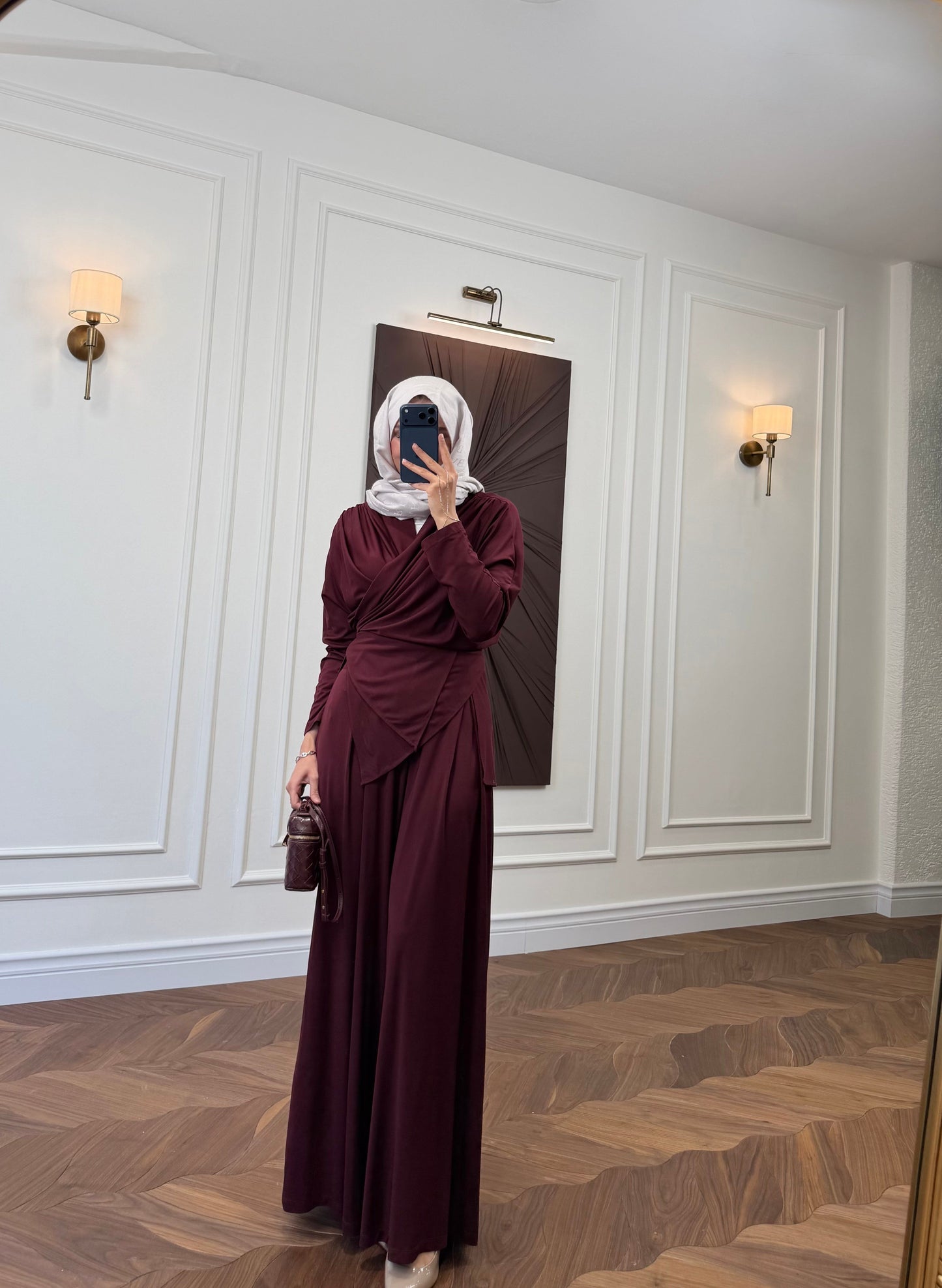 Elira Drape Two-Piece Set - Burgundy