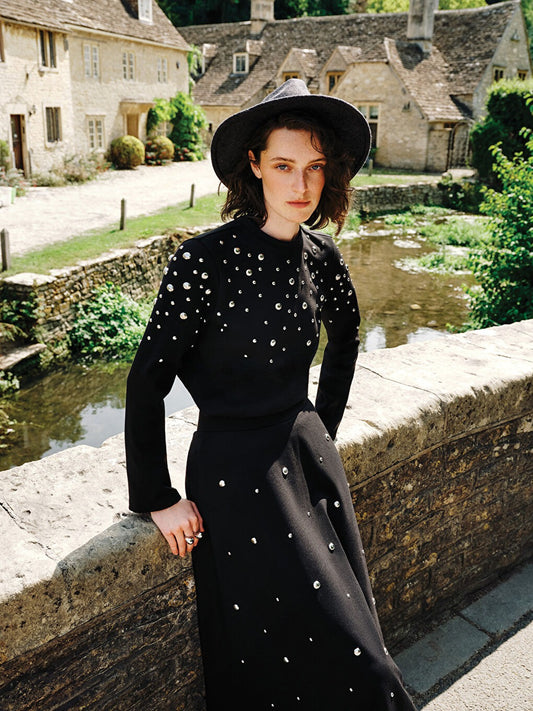 Black Appliqué Sweatshirt Tunic
