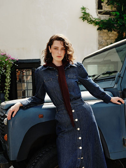Indigo Shirt-Collar Women’s Denim Jacket