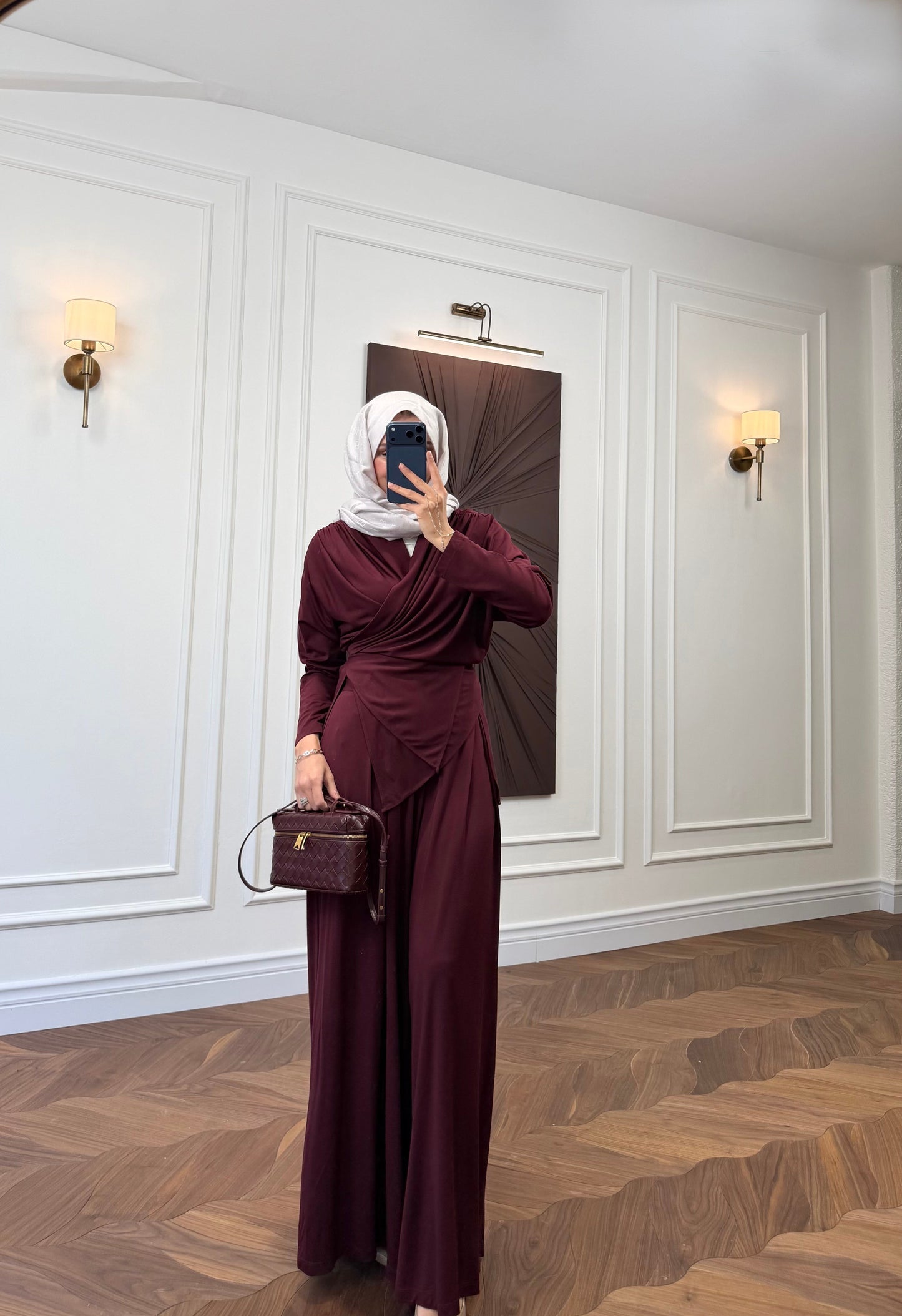 Elira Drape Two-Piece Set - Burgundy