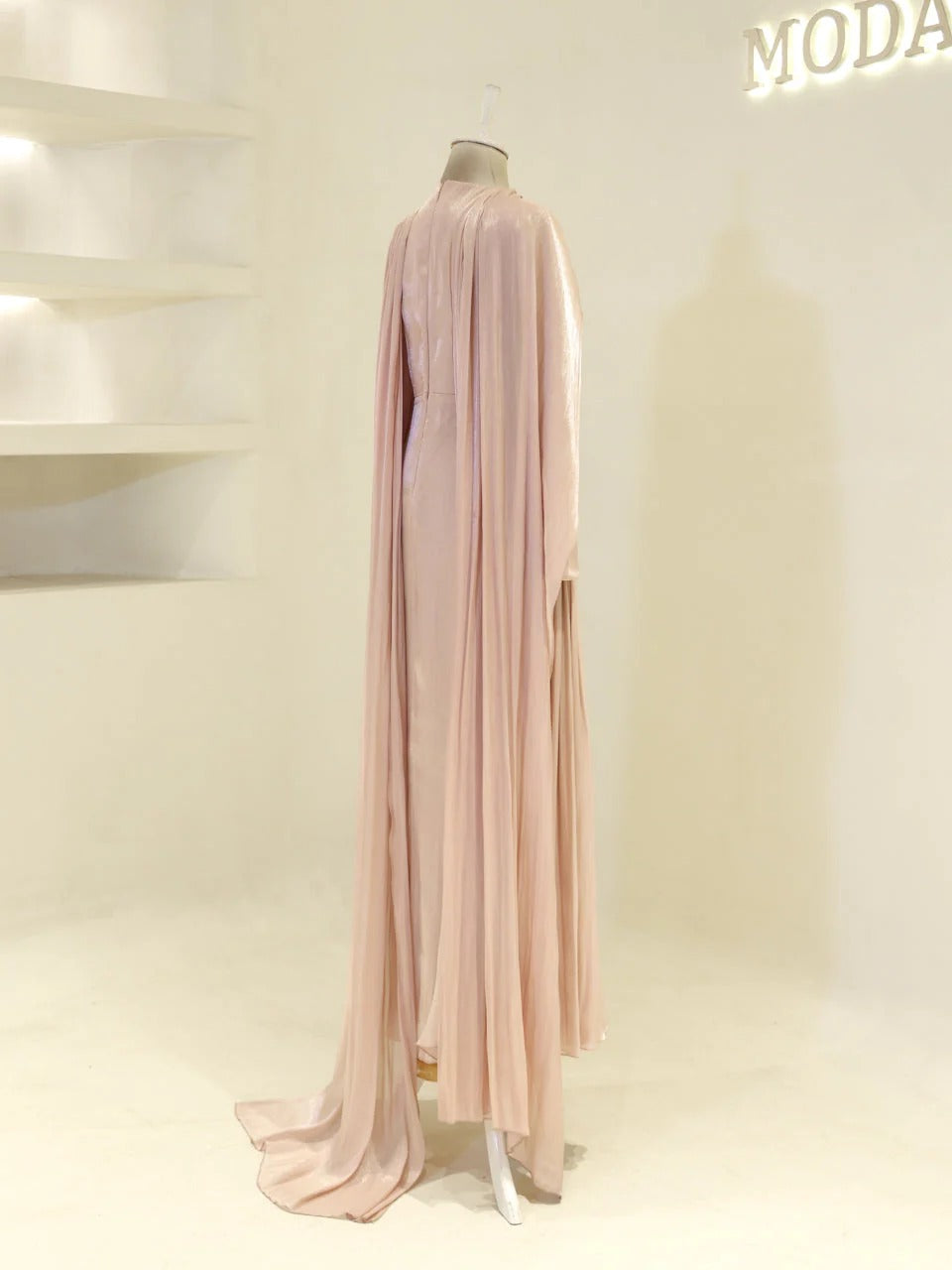 Orchid Fabric Flare Modest Evening Dress - Poudra