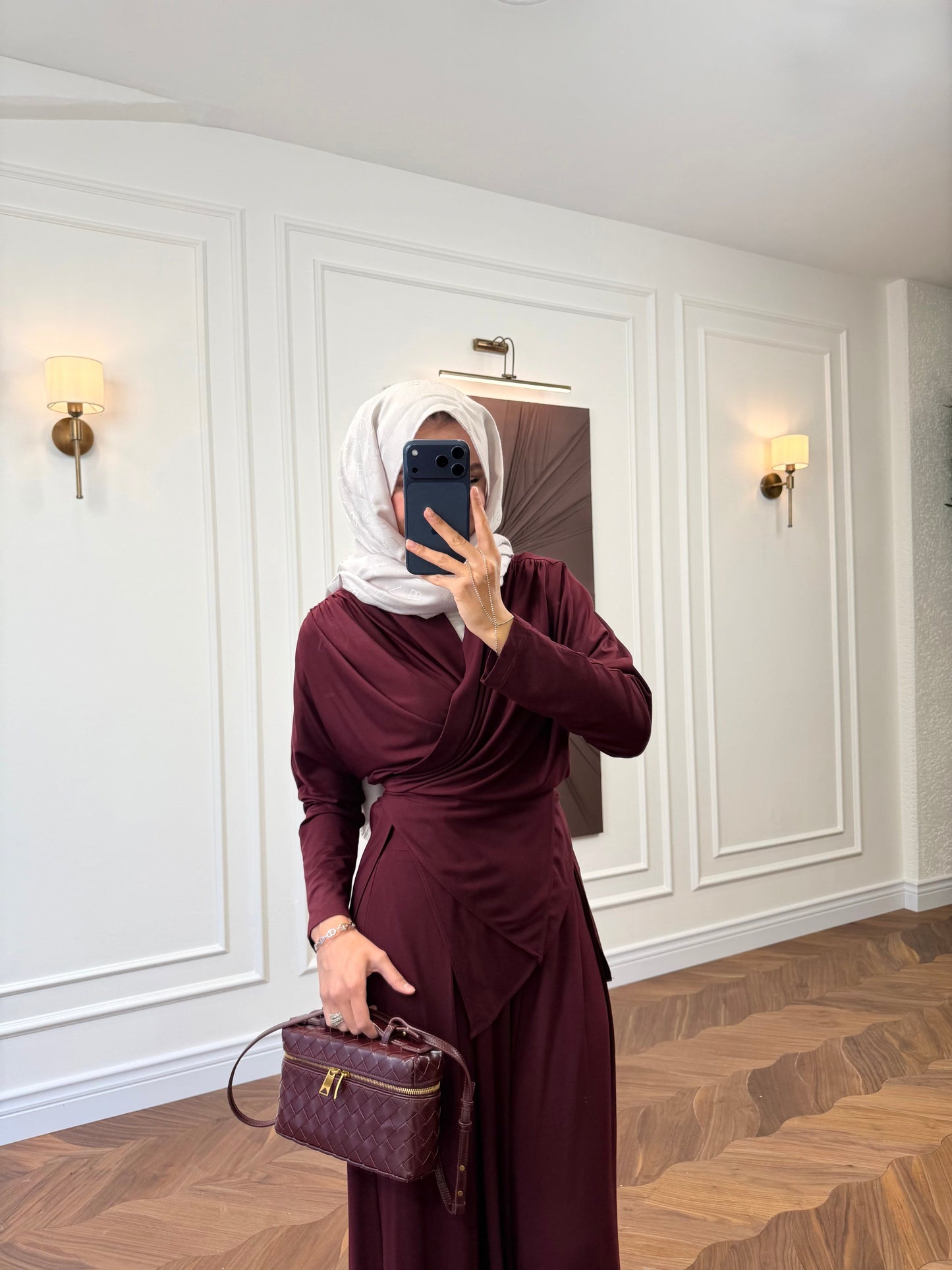 Elira Drape Two-Piece Set - Burgundy