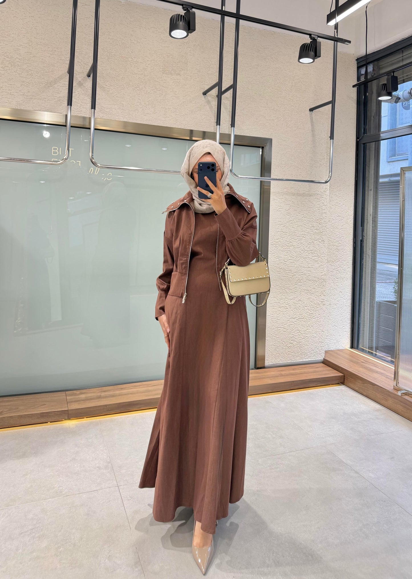 Elara Jacket Dress Set – Camel