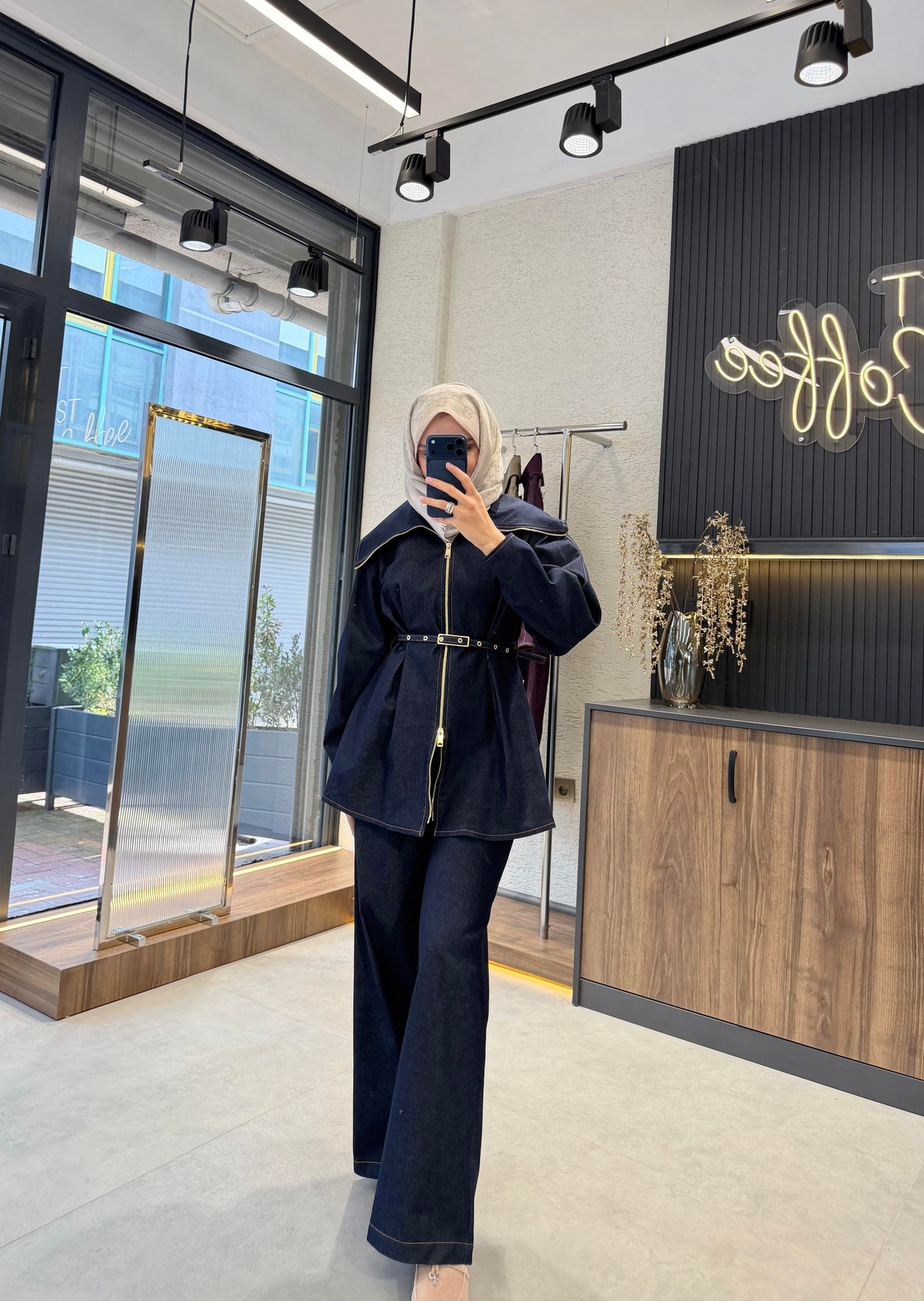 Pera Belted Set – Navy Blue