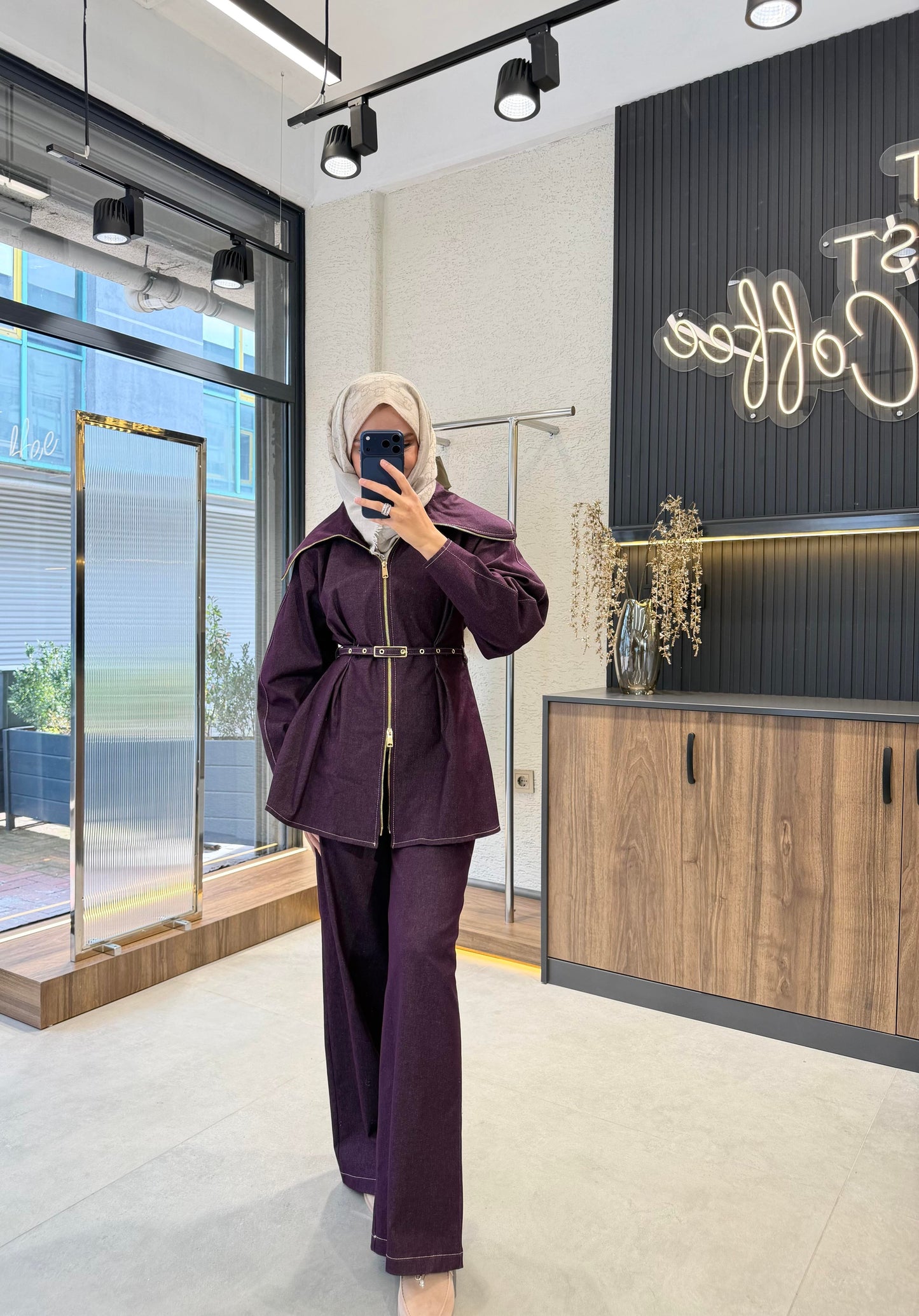 Pera Belted Set – Burgundy