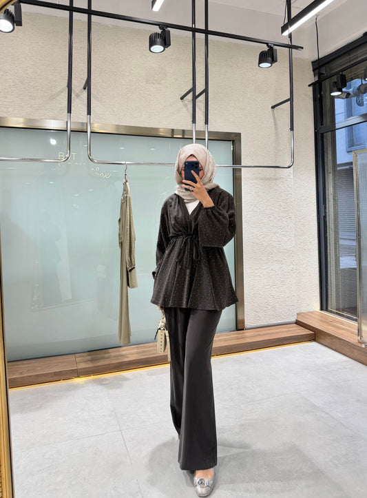 Stone Embellished Set – Brown