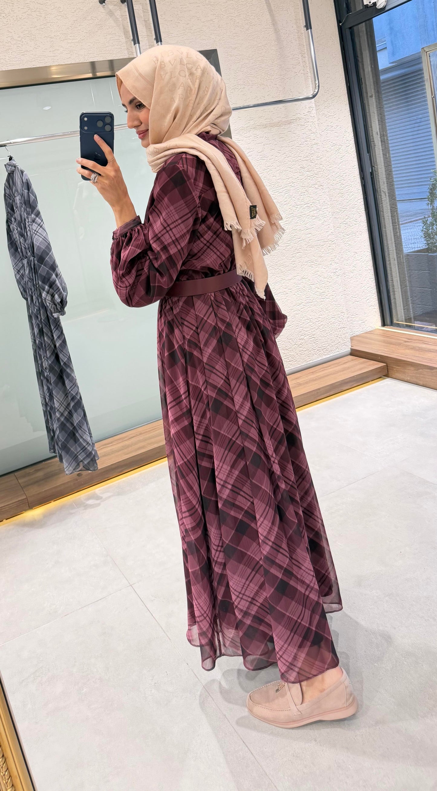 Miranda Chiffon Dress – Burgundy