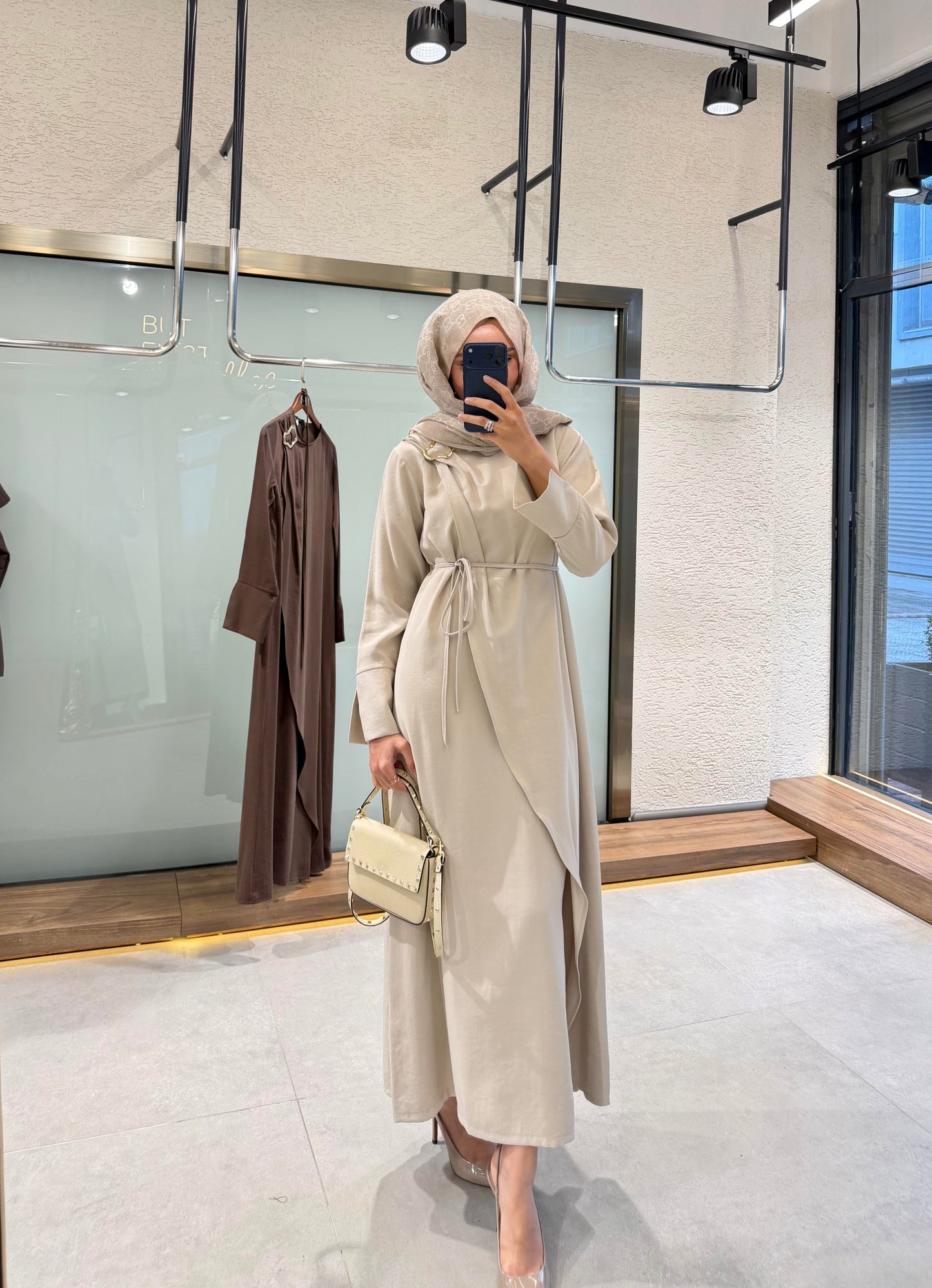 Buckle Detail Dress – Stone