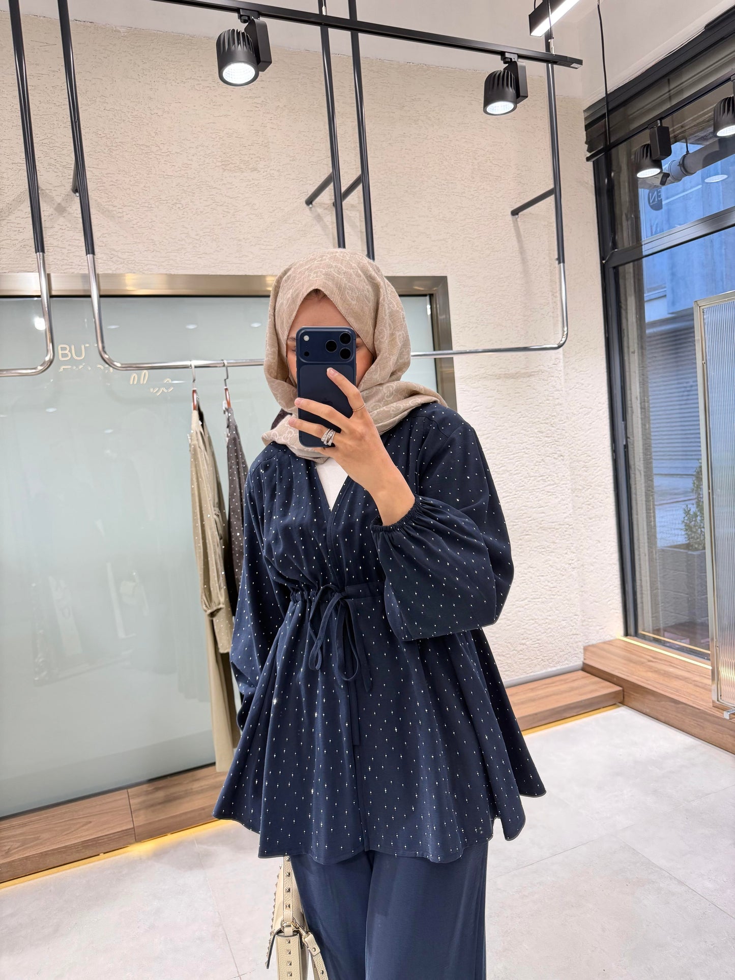 Stone Embellished Set – Navy Blue