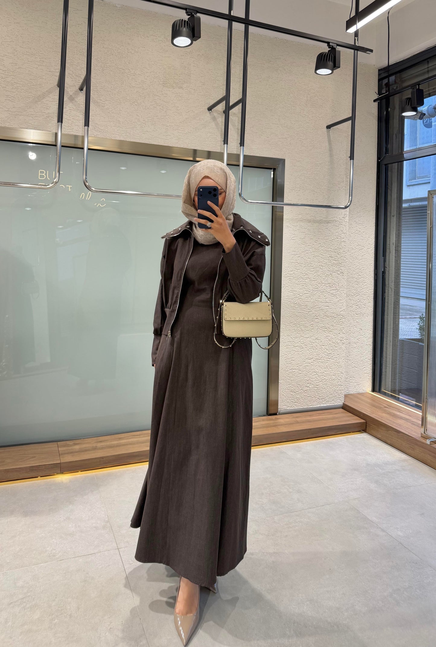 Elara Jacket Dress Set – Brown