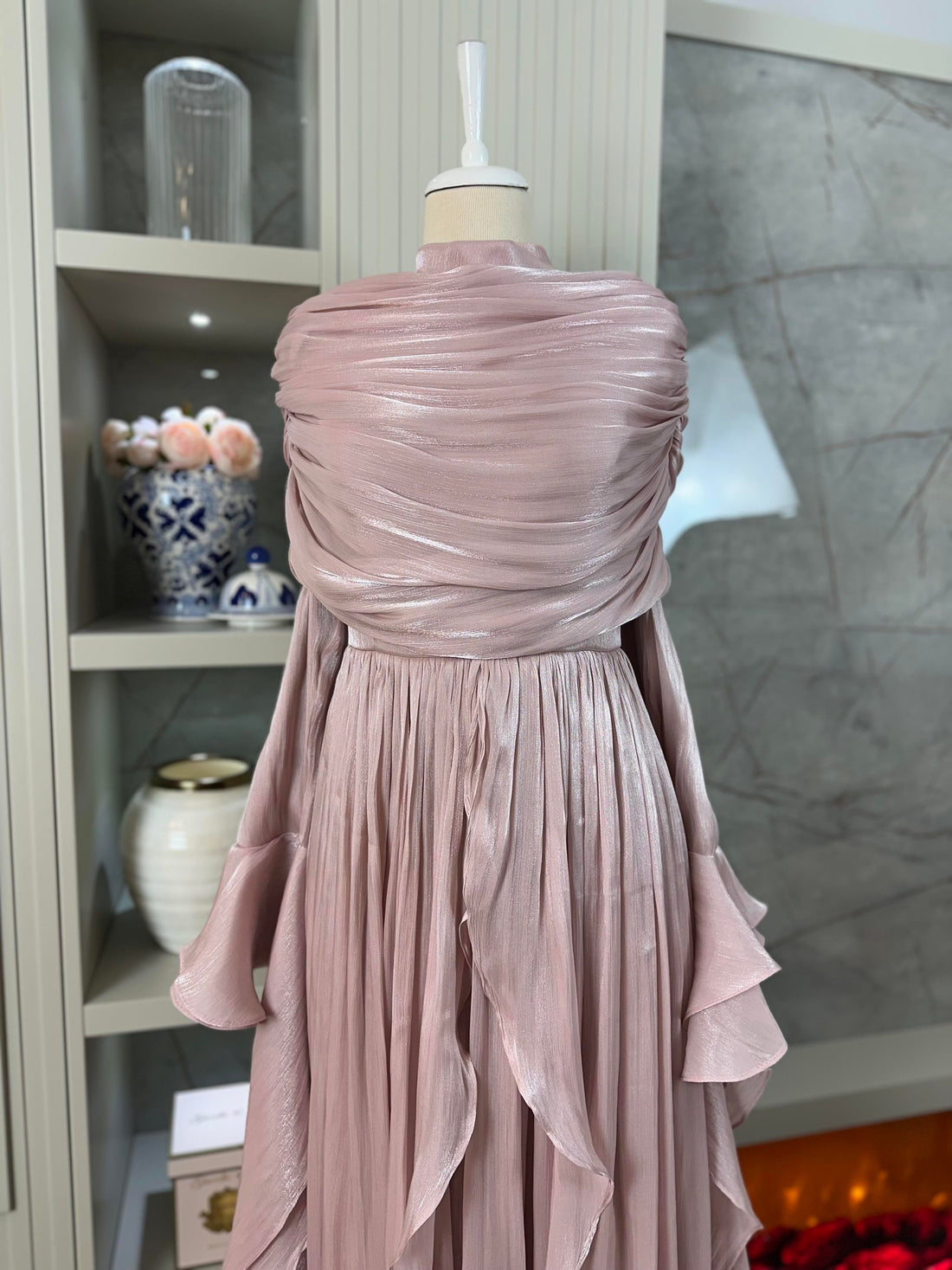 Poudra Chiffon Modest Evening Gown