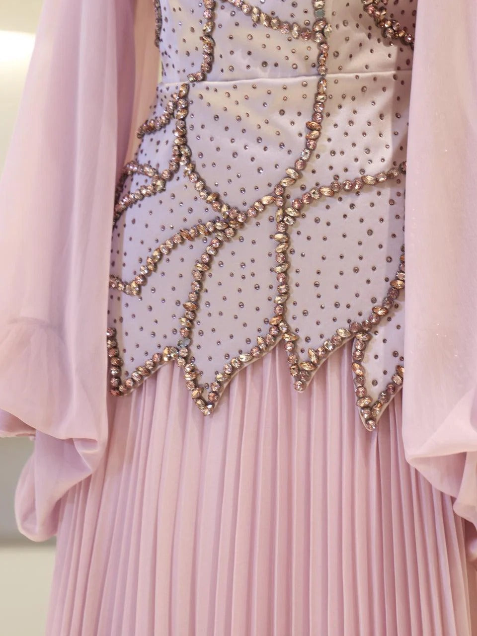 Bloomsbury Chiffon & Satin Evening Dress - Pink