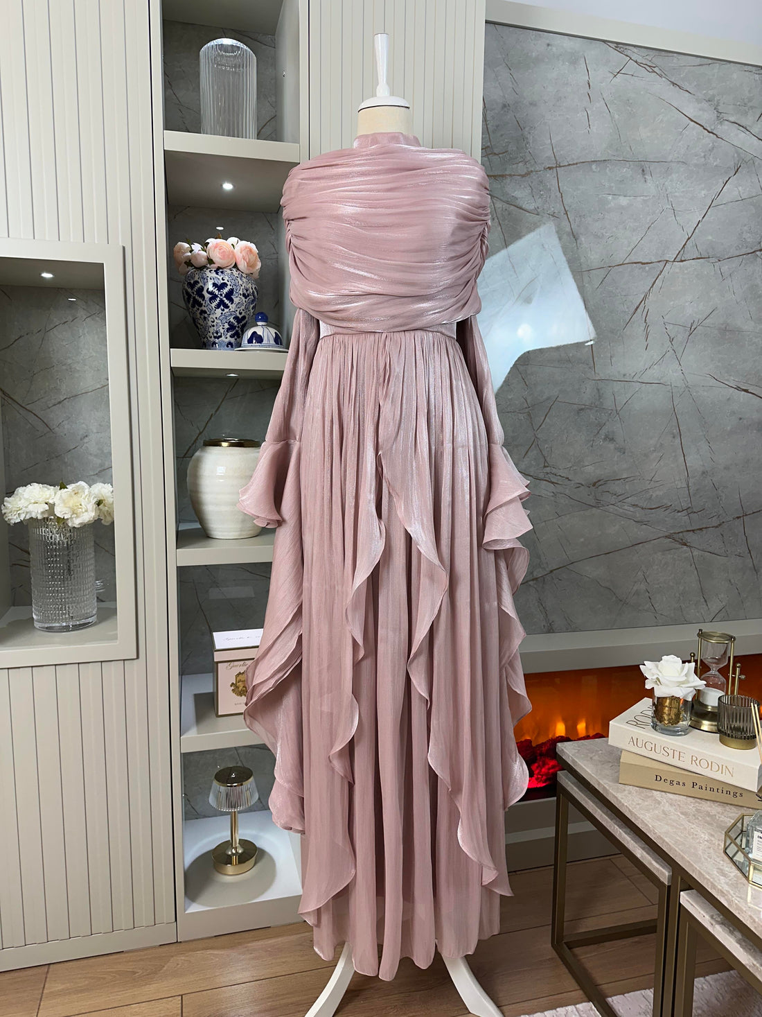 Poudra Chiffon Modest Evening Gown