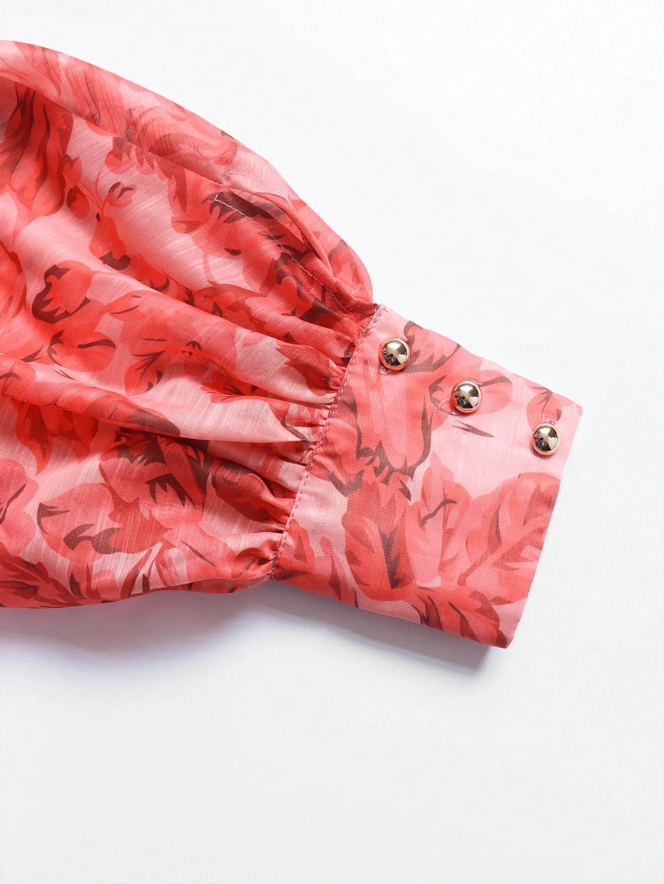 Vintage Printed Layered Button-Decor Skirt Dress